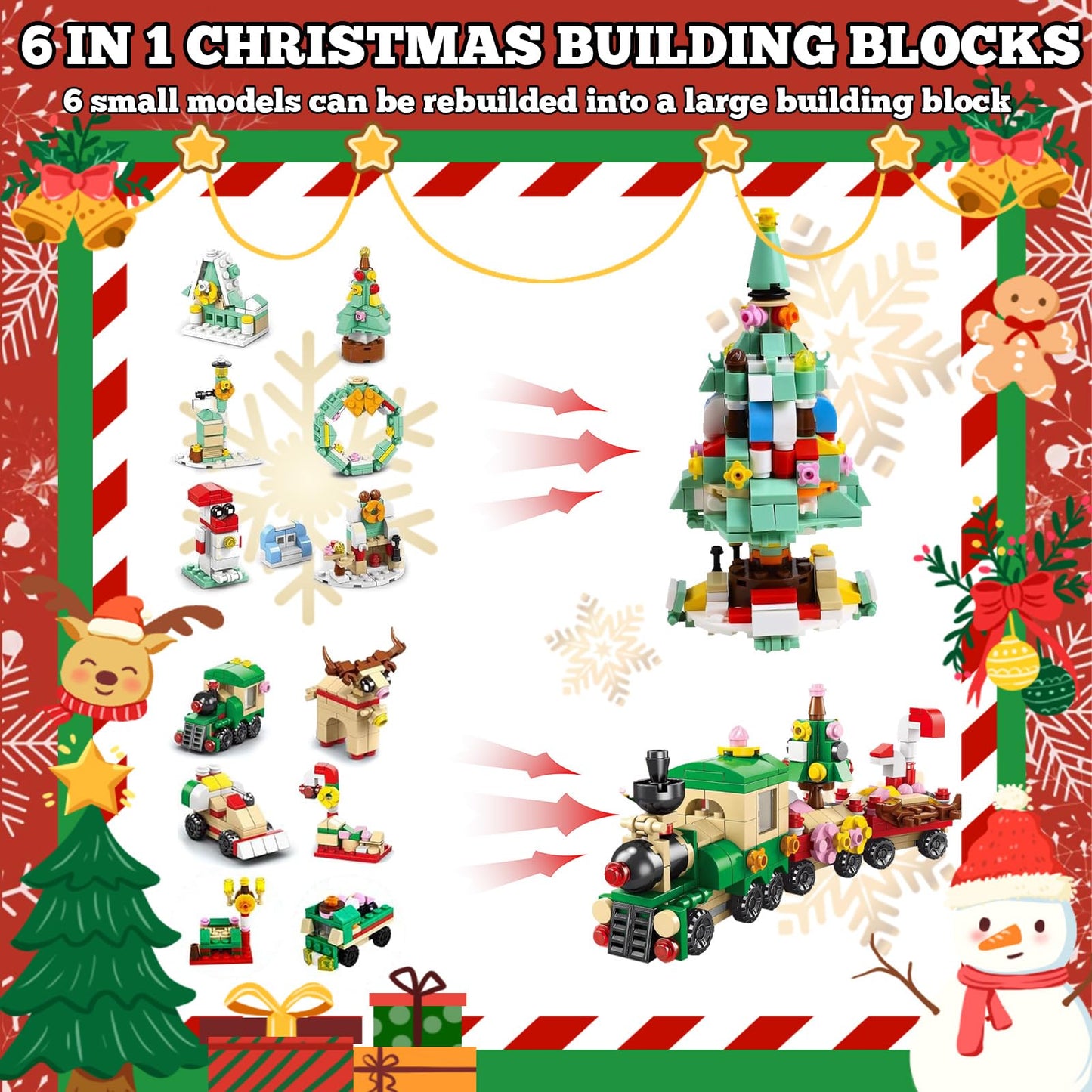 1123 Pieces Advent Calendar 2025 Building Blocks Set - 24 in 4 Building Brick Model for Countdown to Christmas - Gift Daily Collectible Surprises