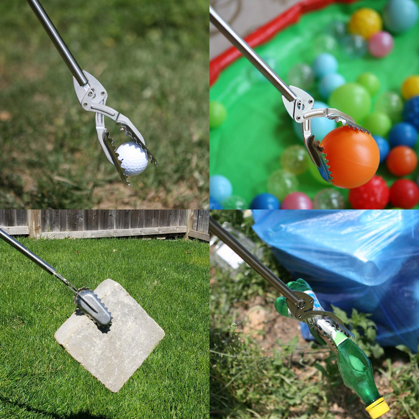 FTH All Stainless Steel Grabber Reacher Pickup Tool Heavy Duty Trash Picker Log BBQ Fireplace pits Snake Tongs… (40 inch)