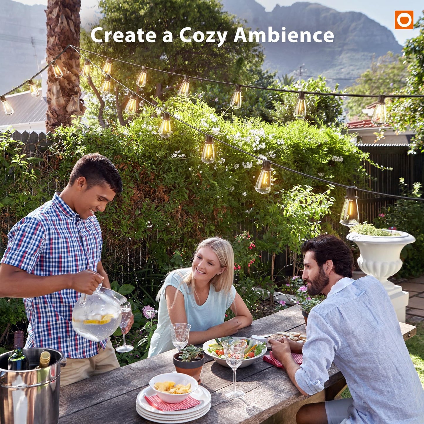 addlon 102FT(96+6) Solar String Lights Outdoor with Remote, Waterproof Patio Lights with 30+2 Shatterproof LED Bulbs, Dimmable & Timable Long-Lasting Solar Lights for Backyard Camping Garden Decor