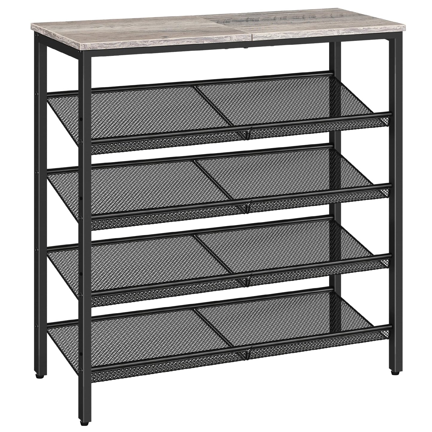HOOBRO Shoe Rack for Entryway, 5-Tier Shoe Organizer with Adjustable Mesh Shelves, 16-20 Pairs of Shoes, Durable Spacious Freestanding, Metal, Industrial, Shoe Shelf for Closet, Greige BG12XJ01