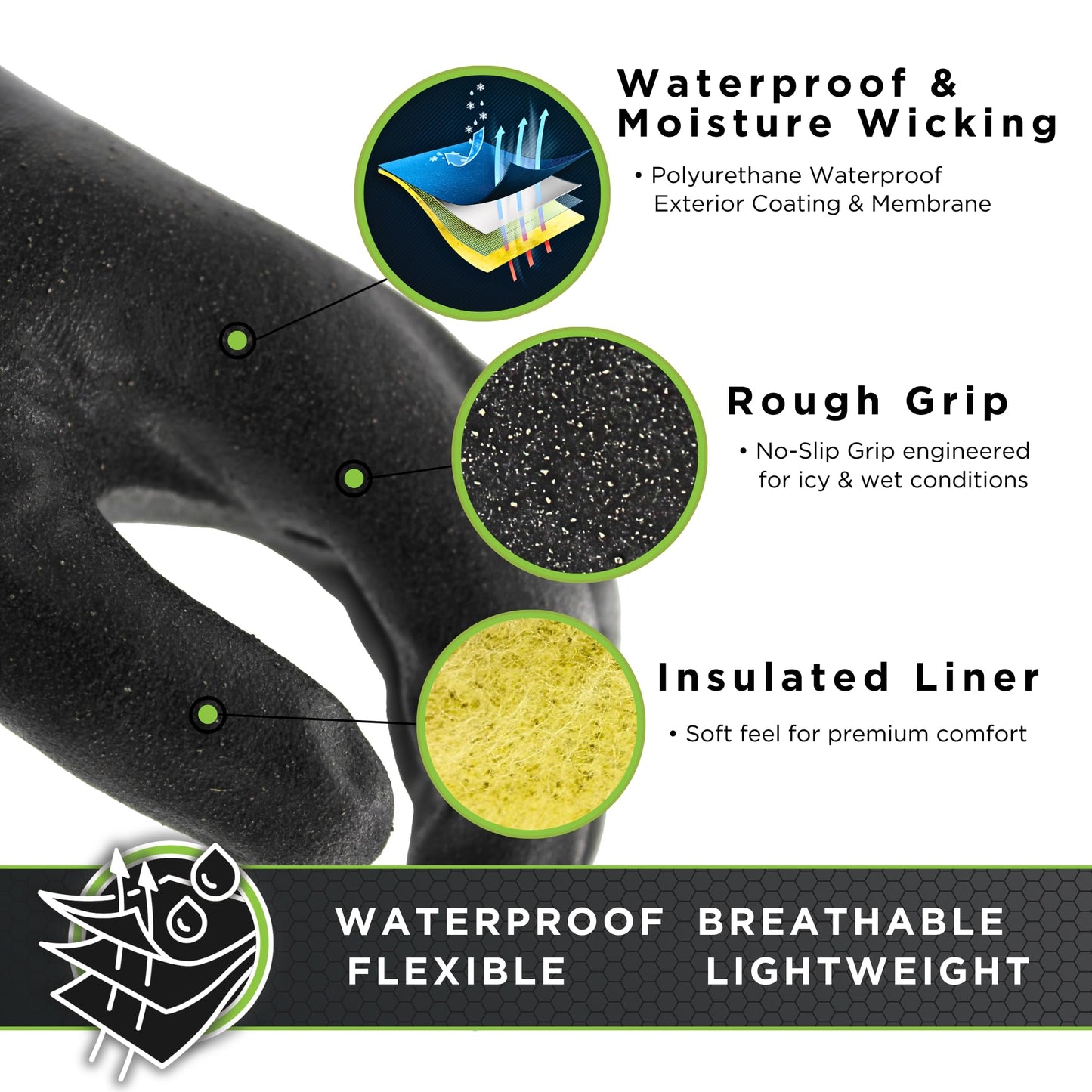 SHOWA 282-02 Waterproof Breathable Insulated Winter Snow Sports Glove with Extended Cuff, Medium (1 Pair)