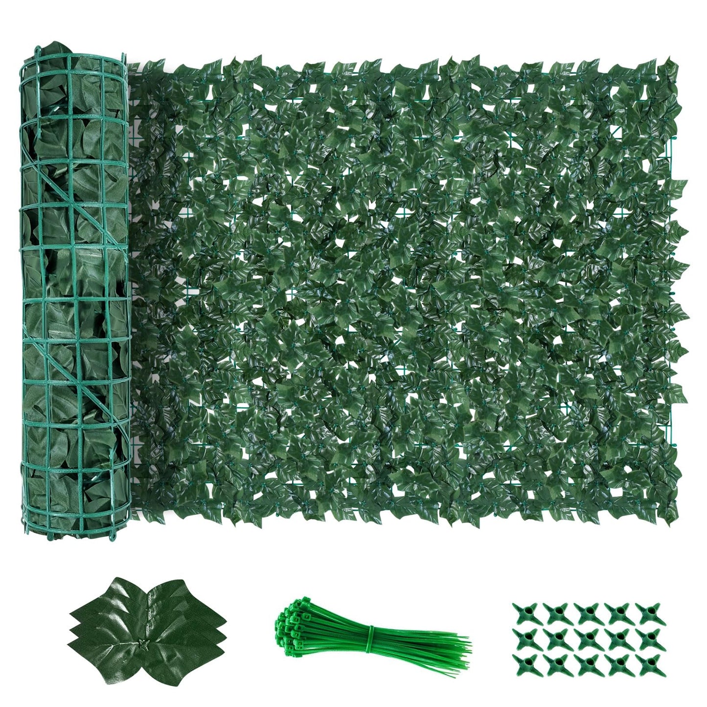 Artificial Ivy Privacy Fence Screen 120"x40", Privacy Screen for Balcony and Garden,Artificial Faux Ivy Hedge,Grass Wall for Indoor and Outdoor Deco with 100PCS Zip Ties (Upgrade Leaves)