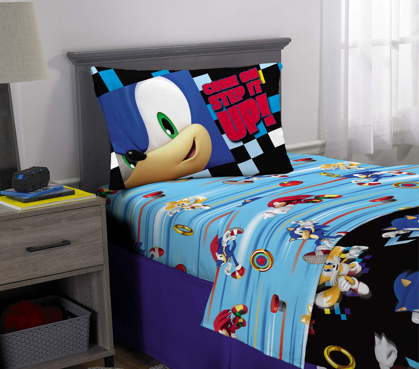 Sonic The Hedgehog Anime Kids Super Soft Comforter and Sheet Set, 5 Piece Twin Size by Franco