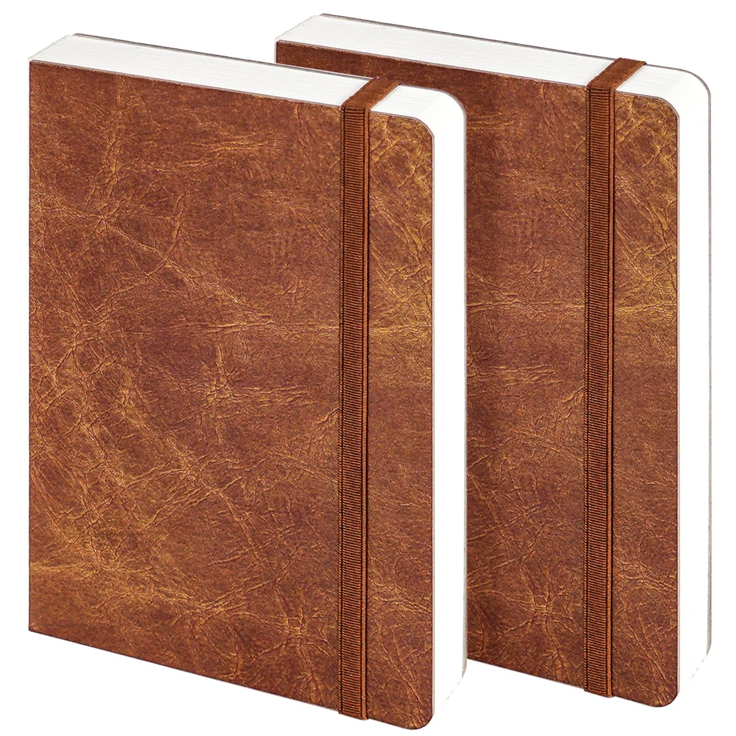 Funto Watercolor Journal, 7.5x5", 2 Packs, 44 Pages Each, Cold-pressed 100% Cotton, Pearlescent PU Leather Brown Cover, Art Supplies for Mixed Media