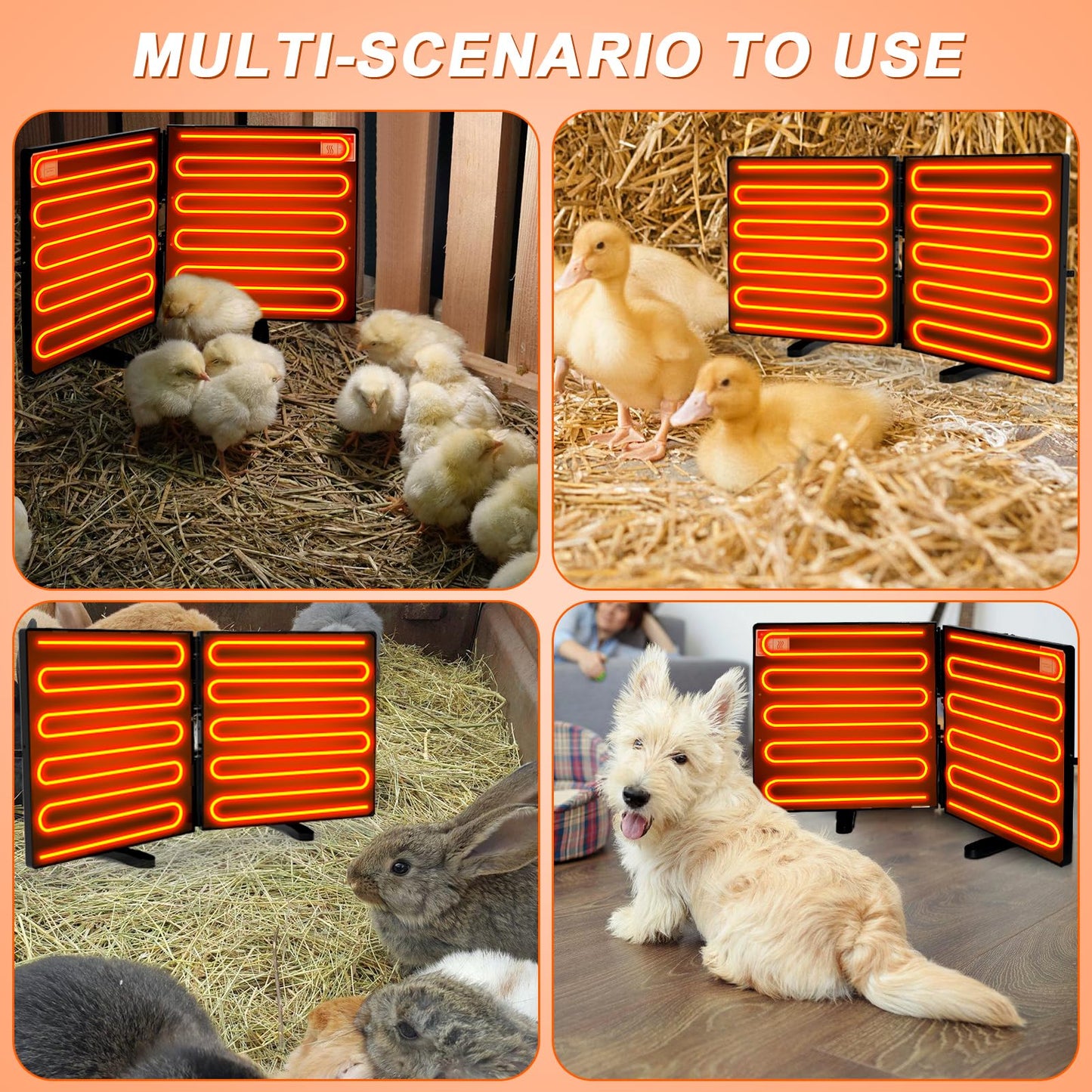 Chicken Coop Heater for Winter, Adjustable Temperature and Time Setting Chicken Heater for Inside Coop, 220W Radiant Heat Large Size Waterproof Chicken Coop Warmer for Outdoor Pet, 22.5'' X 11.2''