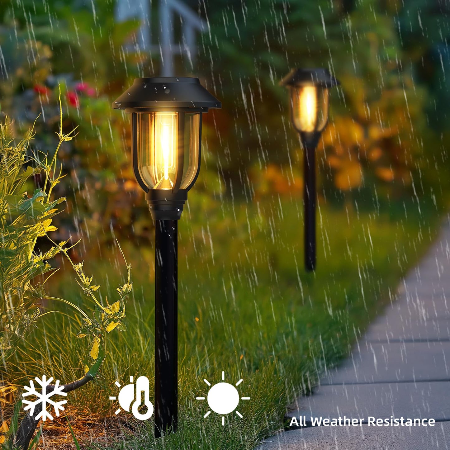 ILANCK 12 Pack Solar Lights Outdoor, Solar Pathway Lights Waterproof Auto On/Off Powered, Warm White Landscape Lighting for Path, Yard, Walkway, Driveway, Garden 3000K
