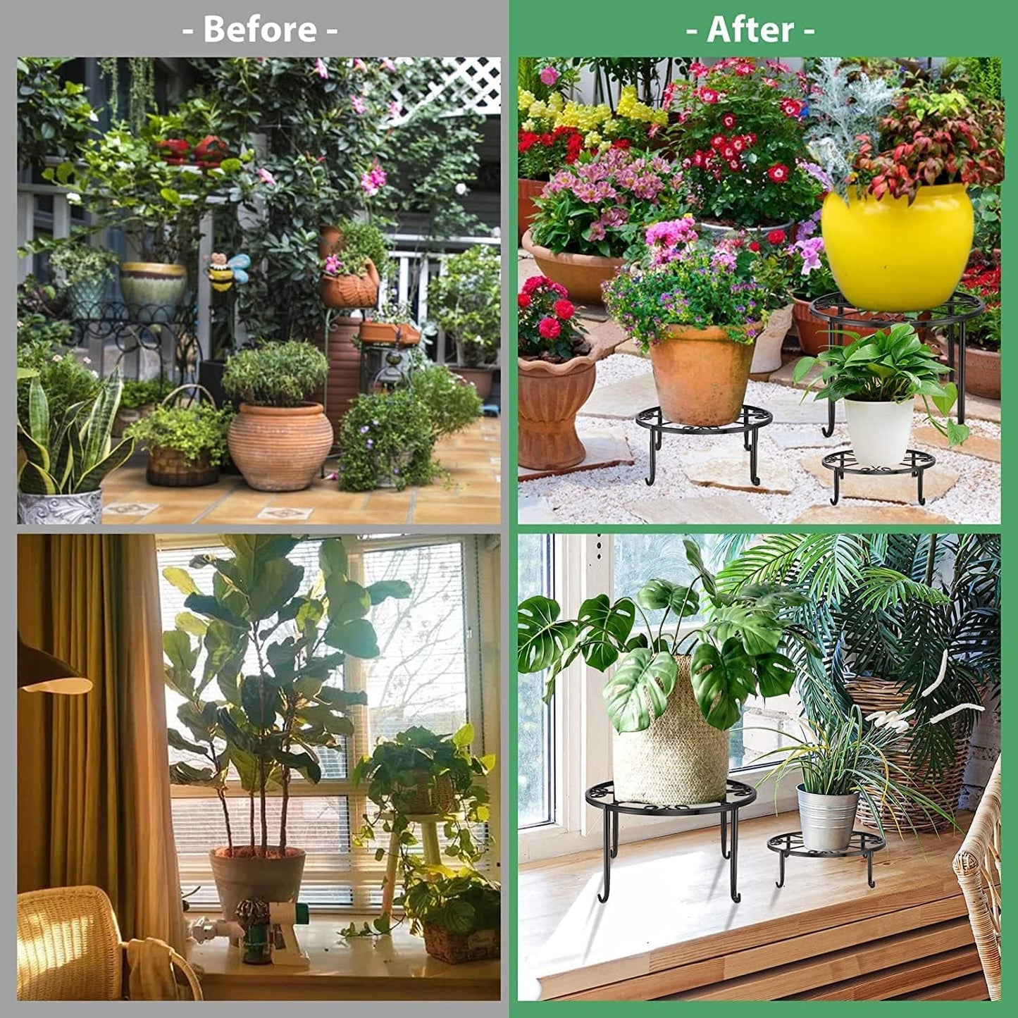 5 Pack Metal Plant Stand for Outdoor Indoor Plants, Heavy Duty Flower Pot Stands for Multiple Plant shelf, Rustproof Iron Round Flower Stands for Planter, Potted Plant Holder for Garden Home (Black)