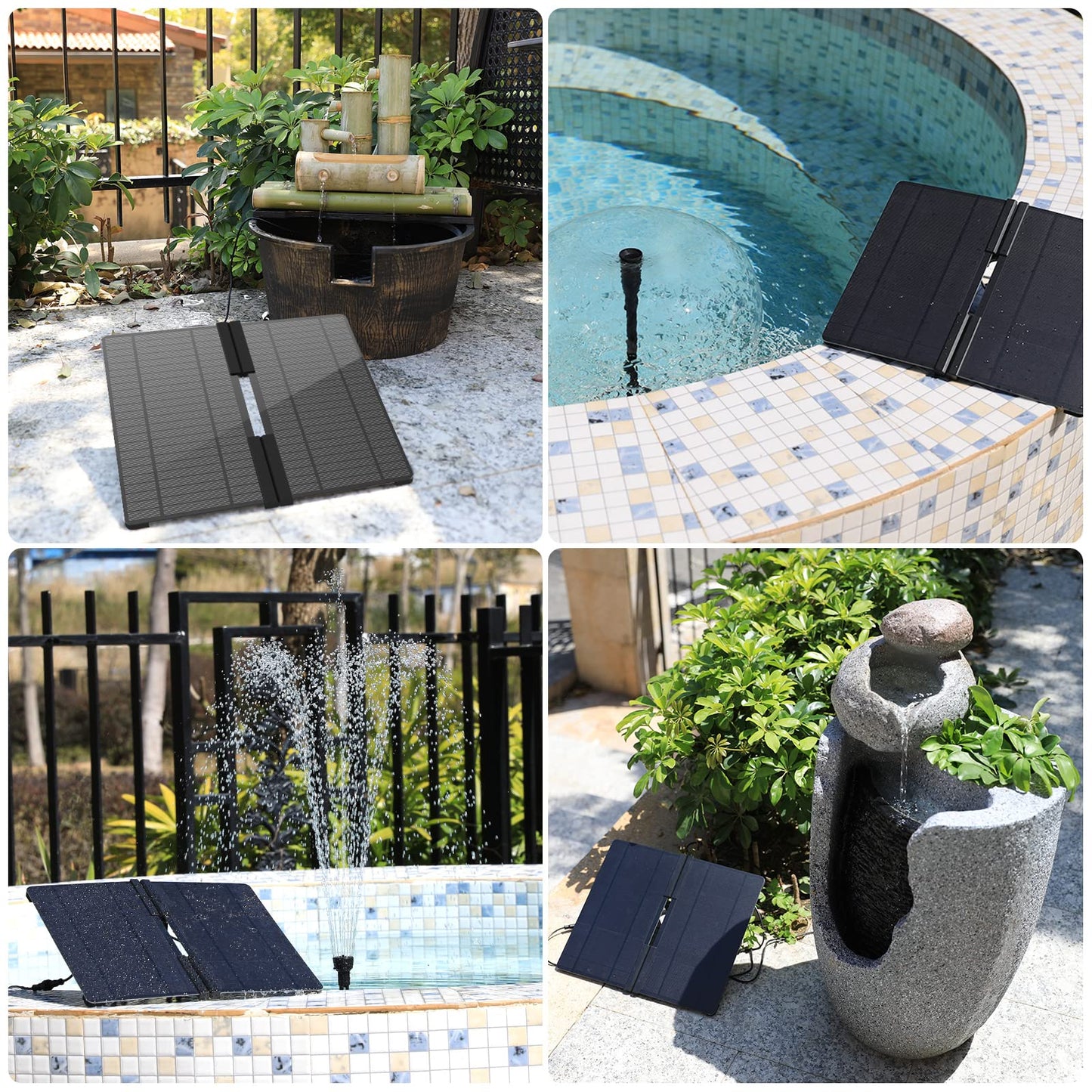 AISITIN 20W Solar Fountain Pump, Collapsible Solar Bird Bath Fountains Pump, Solar Powered Water Fountain Pump for Outdoor Garden, Pond, Pool