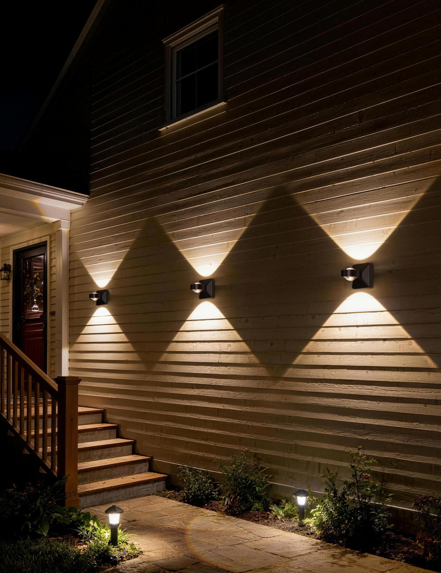 Tubicen Outdoor Wall Sconce Lights Up Down IP65 Waterproof Exterior Light Fixtures Square Hardwired 8W Bright LED Modern Outdoor Dimmable Wall Lights for Porch Patio Front Door Black