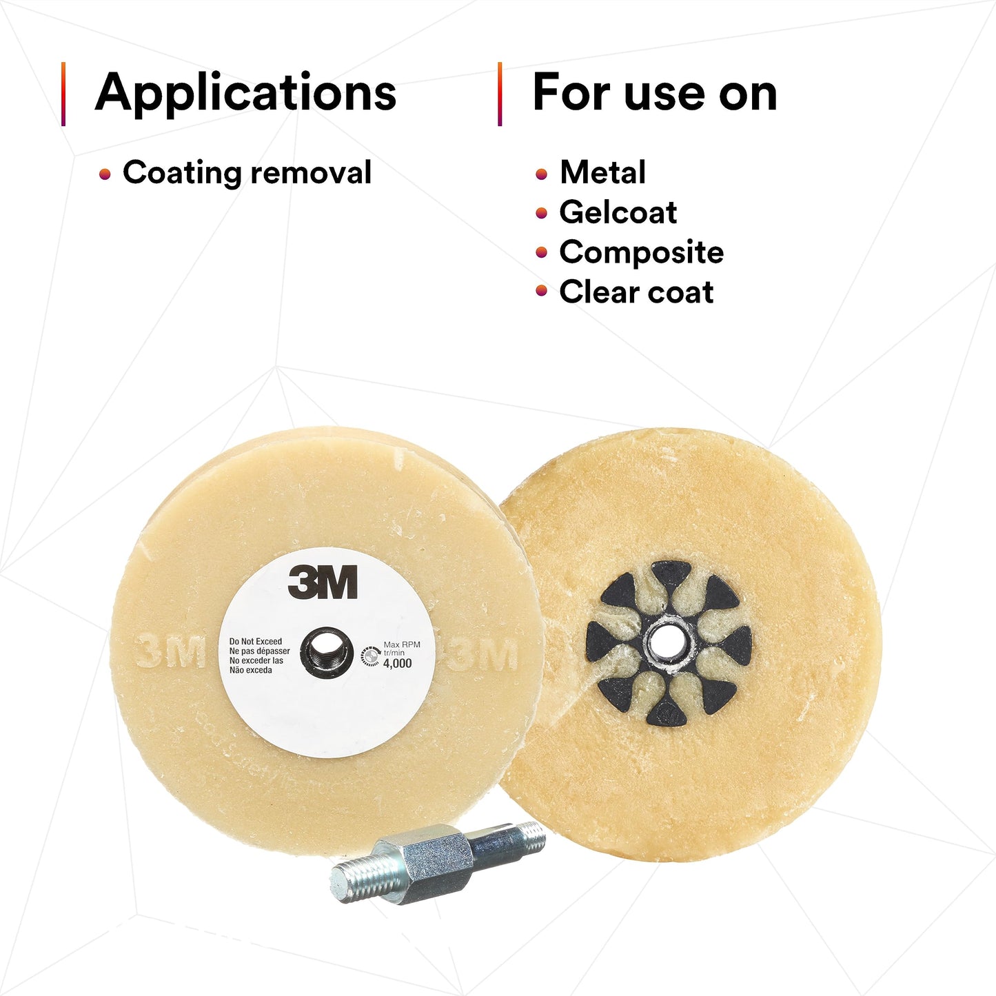 3M Stripe Off Wheel – Adhesive Remover – Eraser Wheel – Removes Decals, Stripes, Vinyl, Tapes and Graphics – 4” diameter x 5/8” thick – 3/8-16 threaded mandrel – 07498 – Pack of 1