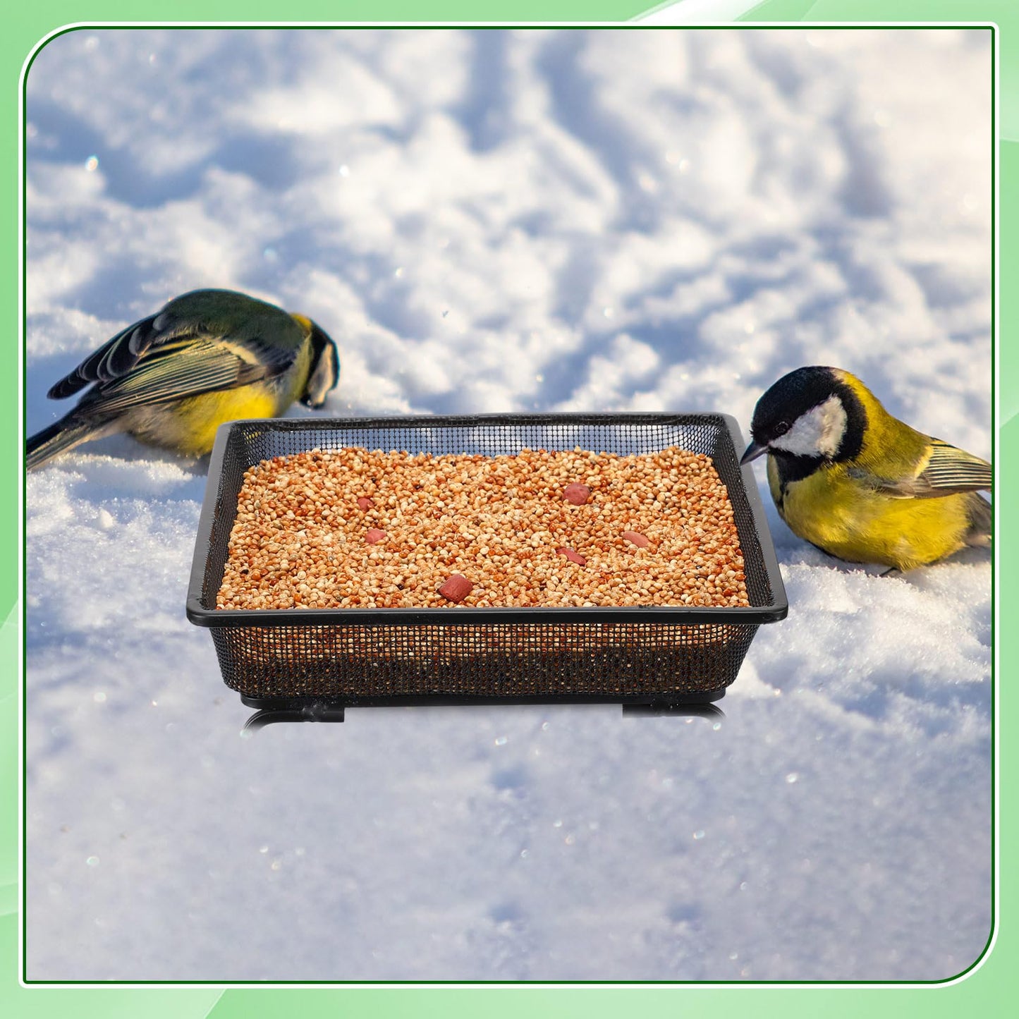 Nuogo 4 Pcs Platform Bird Feeder 7 Inches Ground Bird Feeder Tray for Outside Metal Squirrel Feeders Rust Resistant Mesh Seed Tray Garden Yard Decoration for Outdoor Wild Dove(Square)