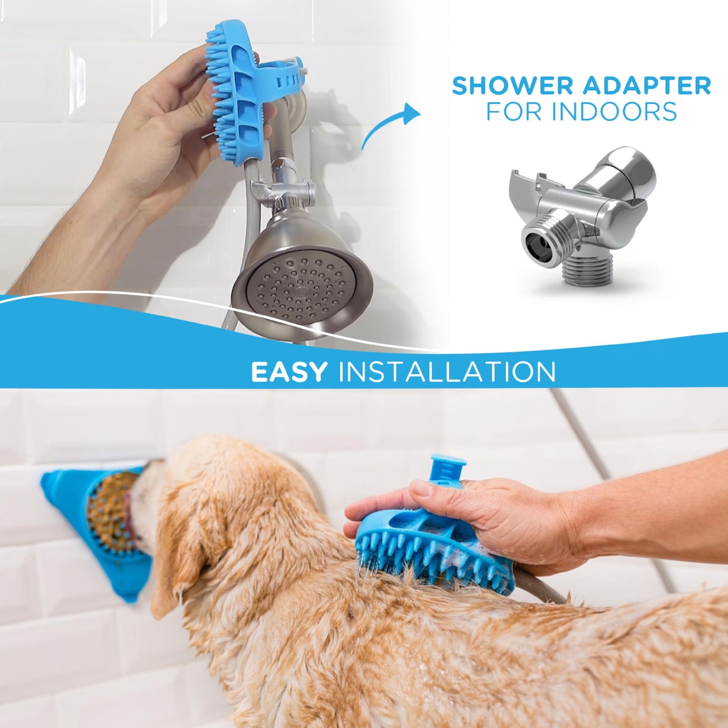 Aquapaw Dog Bath Brush Pro Sprayer and Scrubber Tool in One - Indoor/Outdoor Dog Bathing Supplies - Pet Grooming for Dogs or Cats with Long and Short Hair - Wash Hose and Shower Attachment