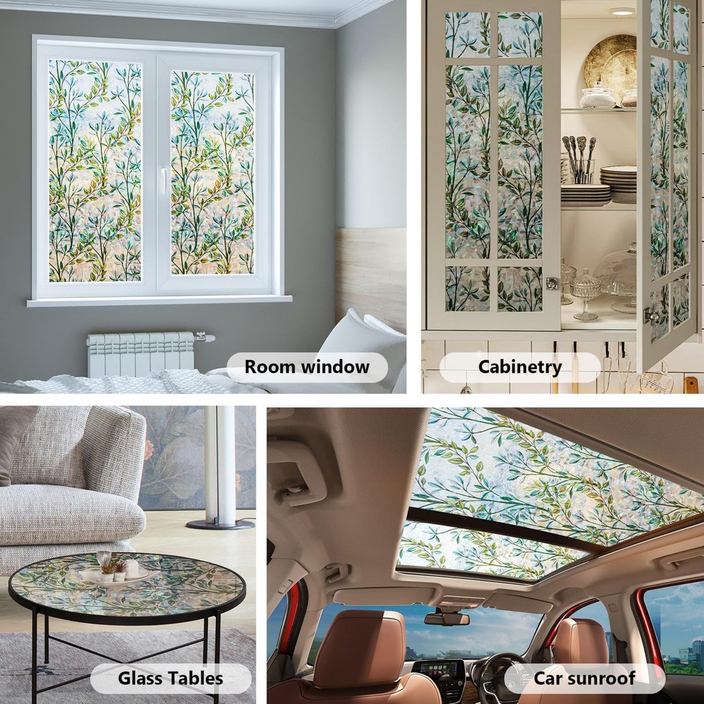 Finnez Window Privacy Film Window Film 3D No Glue Glass Sticker for Glass Door Home and Office Heat Control Anti UV 60 X 200cm (23.6" x 78.7")