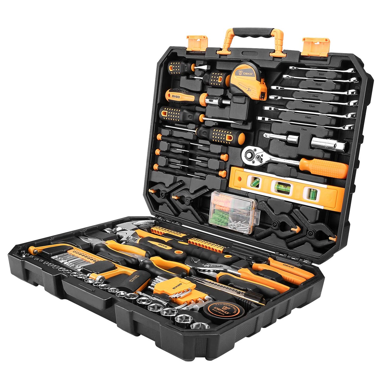 DEKOPRO 228pcs Socket Wrench Auto Repair Tool Combination Package Mixed Tool Set Hand Tool Kit with Plastic Toolbox Storage Case (228PCS)