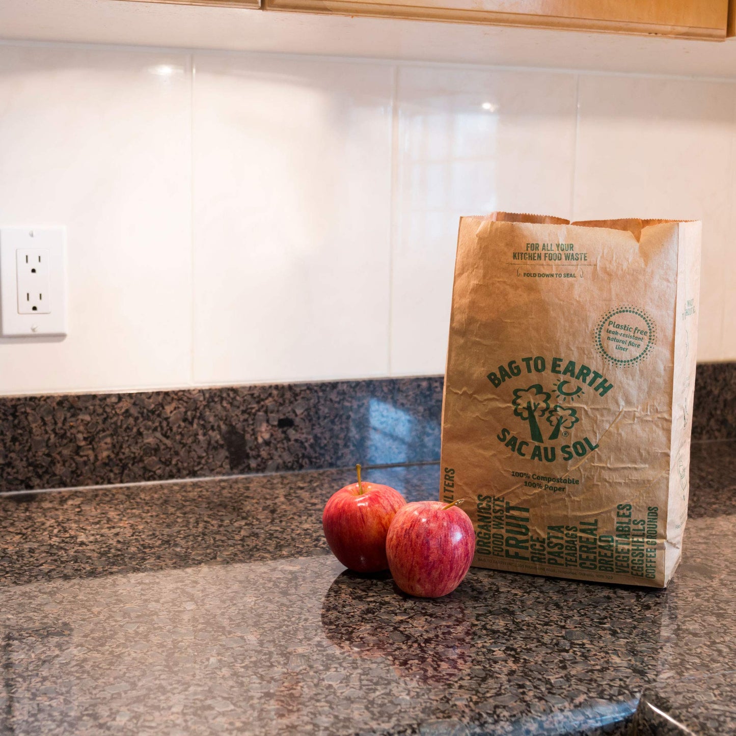 Bag to Earth -Kitchen Food Waste Bag, Set of 2 - Compostable, Leak-Resistant, 3.0 Gallons, 60 Count