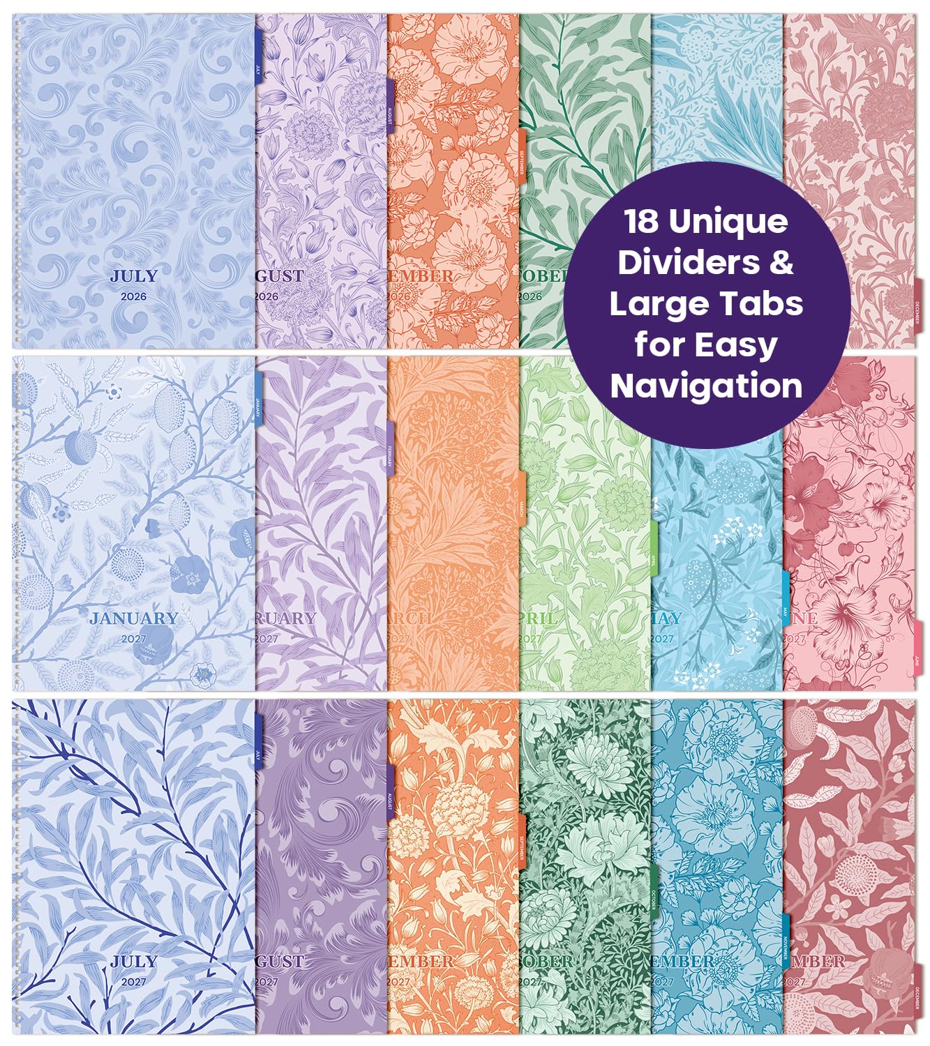 Planner 2026-2027, 8.5" x 11" Academic Planner Jul 2026 - Dec 2027, 18 Month Planner Weekly and Monthly, Hardcover Calendar Planner with Large Laminated Tabs, No Bleed Paper, Pockets for Women Teacher