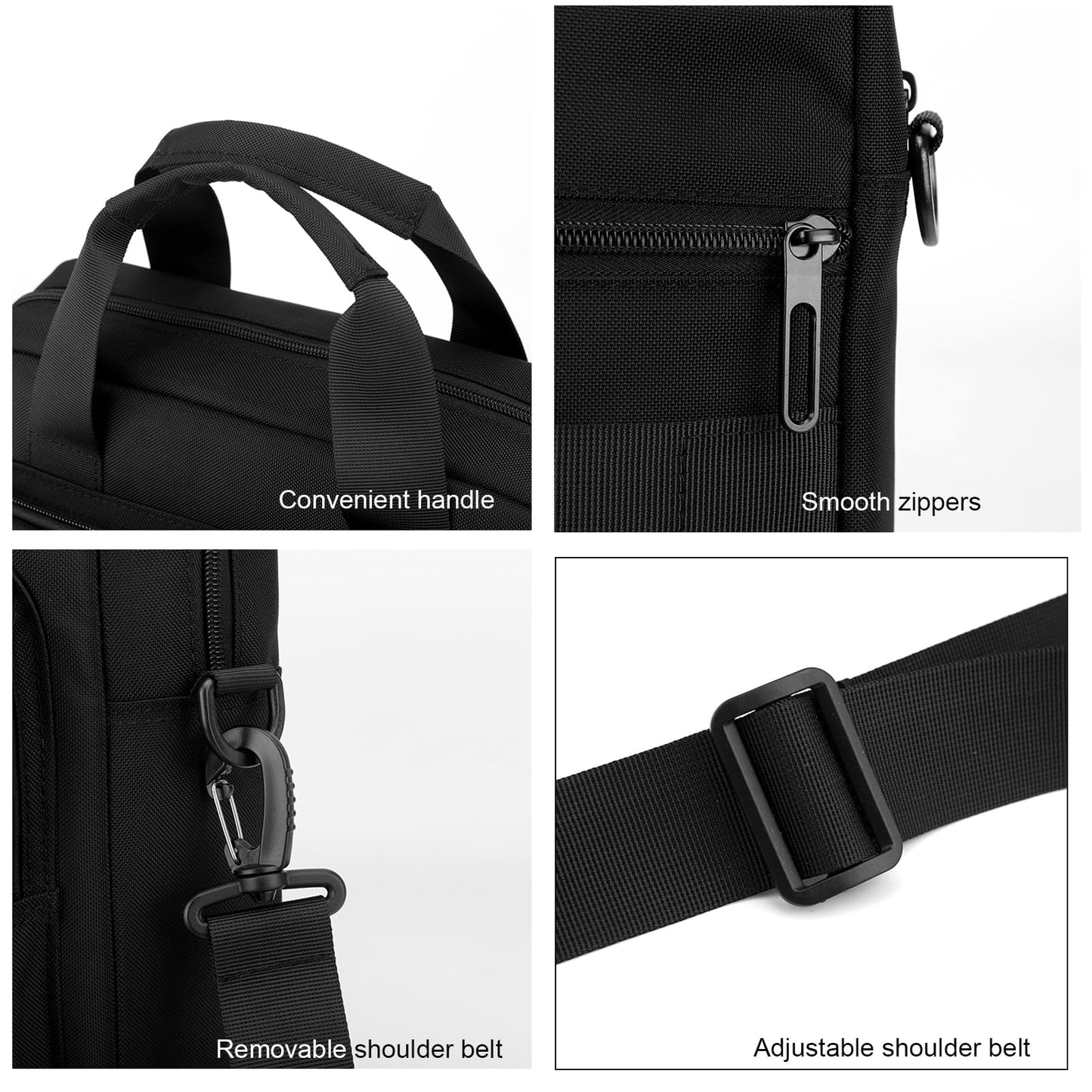 Laptop Bag 14 Inch Briefcase for Men Women Waterproof Nylon Lightweight Compact, Shoulder Messenger Handbag for Business Work Office Travel College Black