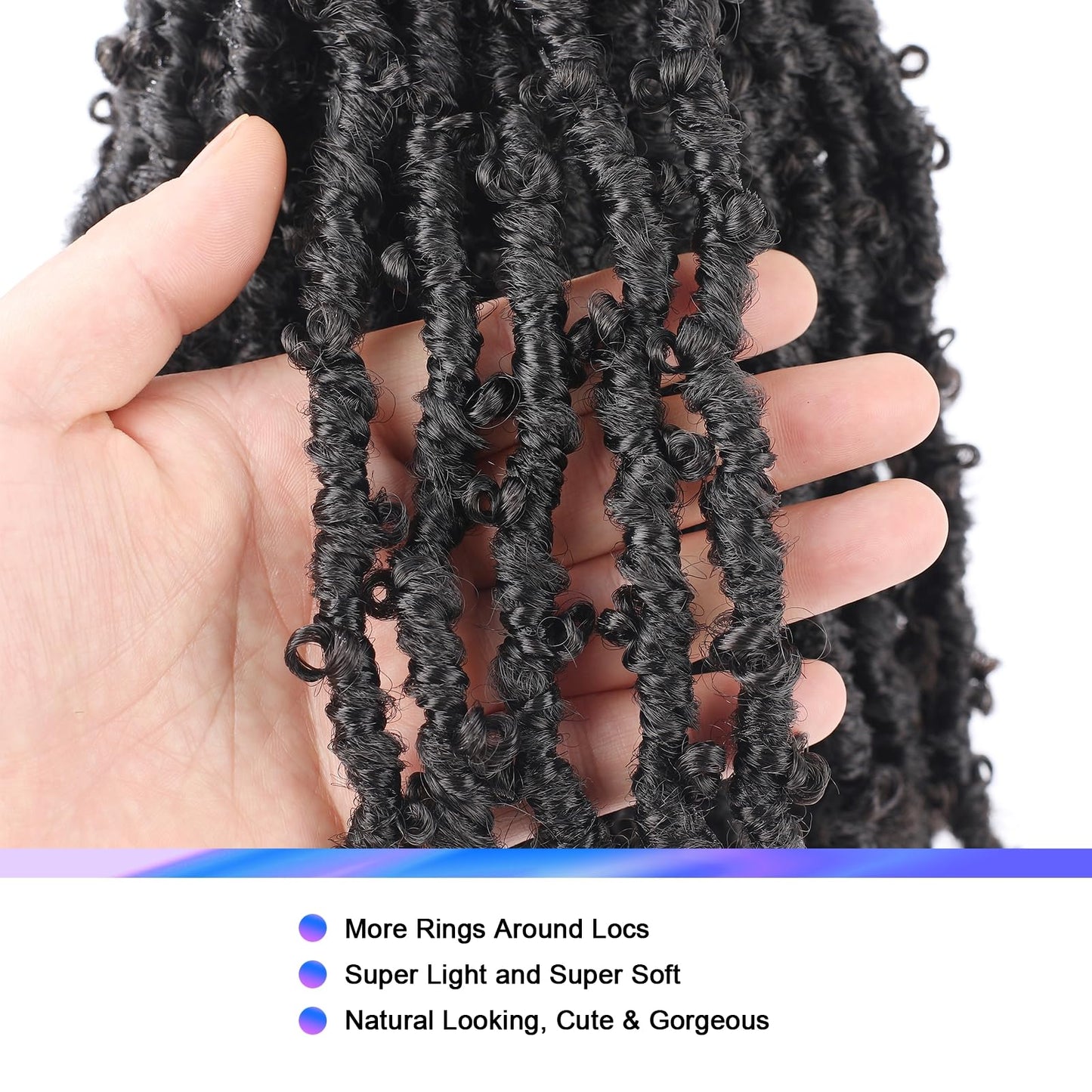 GUOHUI Super Light Butterfly Locs Crochet Hair 10 Inch 6 Packs Pre-Looped Soft Distressed Faux Locs Braids for Women Kids (10 Inch,2#)