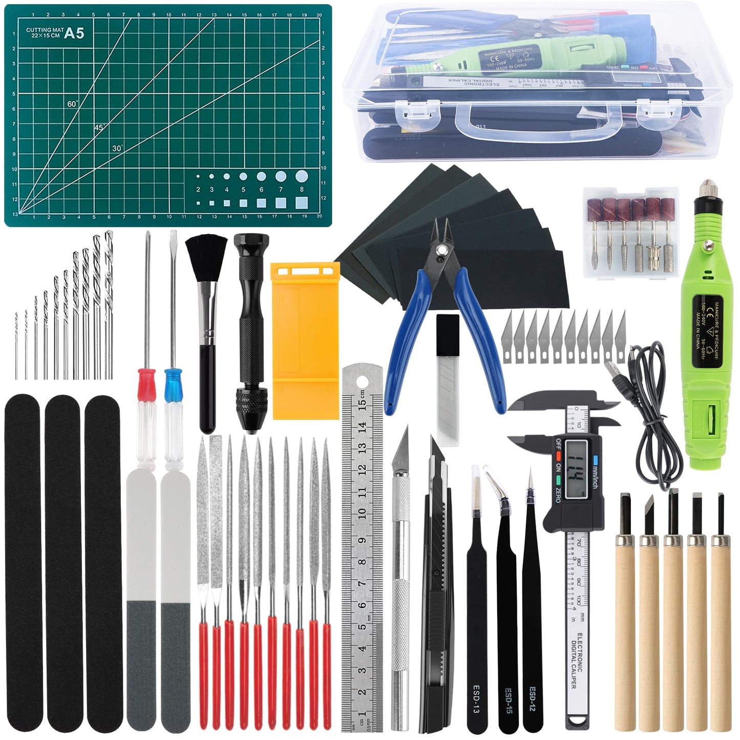 85Pcs Modeler Basic Tools Craft Set, Gundam Modeler Tool Set, Professional Hobby Model Tool Kit, Hobby Building Tools Kit with Tool Case Perfect for Gundam Car Model Building Repairing and Fixing