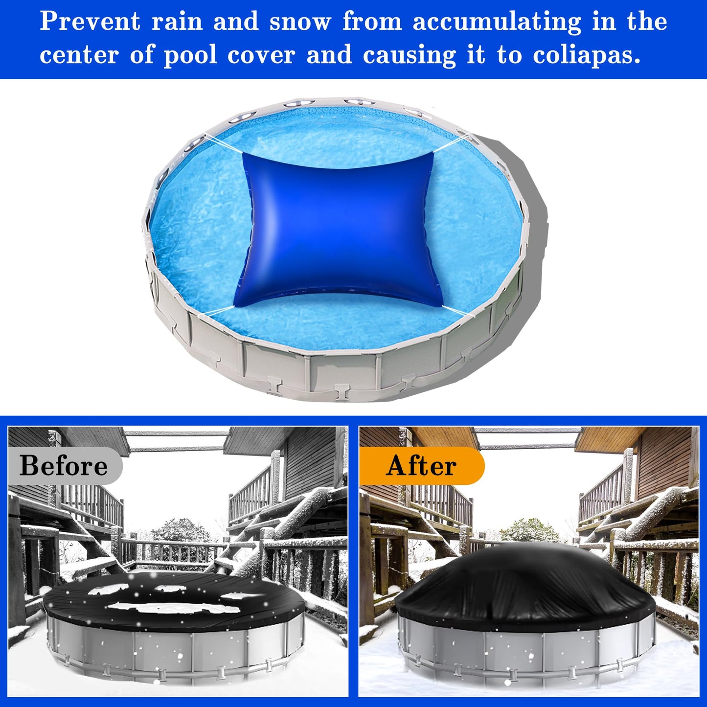 Sfcddtlg 7.8 x 6.3 Ft Large Pool Pillows for Above Ground Pools- Rectangle Winter Pool Cover Air Pillow- Inflatable Swimming Pool Closing Winter Pillow with Ropes for Support Pool Covers