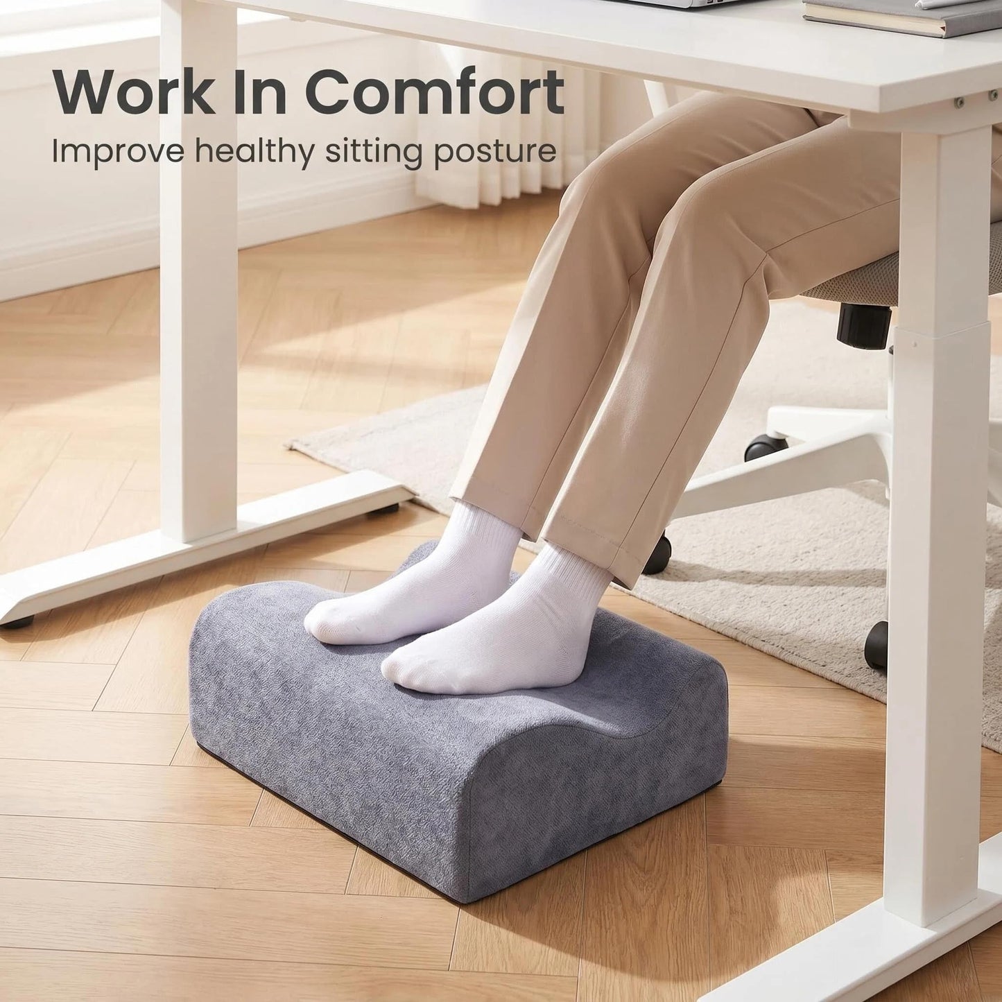 COMFelicify Foot Rest for Under Desk at Work,at Work Soft Ergonomic Footrest,Support Foot Pillow,Heel Chair,Leg Elevation Pillow,(Blue)