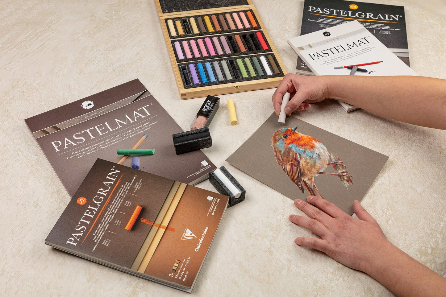 Clairefontaine - Pastelmat Palette No.1 Glued Pad - 12 Sheets - Cards for Pastel - 24 x 30 cm 360 g - 170 Lb - 4 Assorted Shades - Crystal Paper Dividers - 96017C