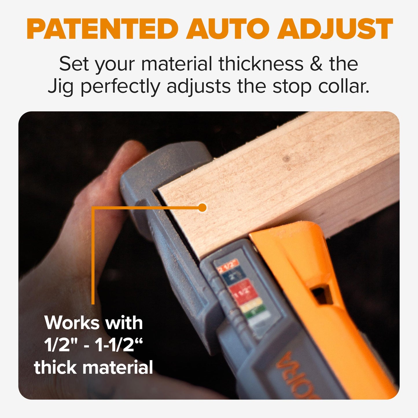 Bora Tools Mini Jig Pro Pocket Hole Jig with Onboard Storage – Self-Calibrating Design & Non-Slip Pads for Surface Protection