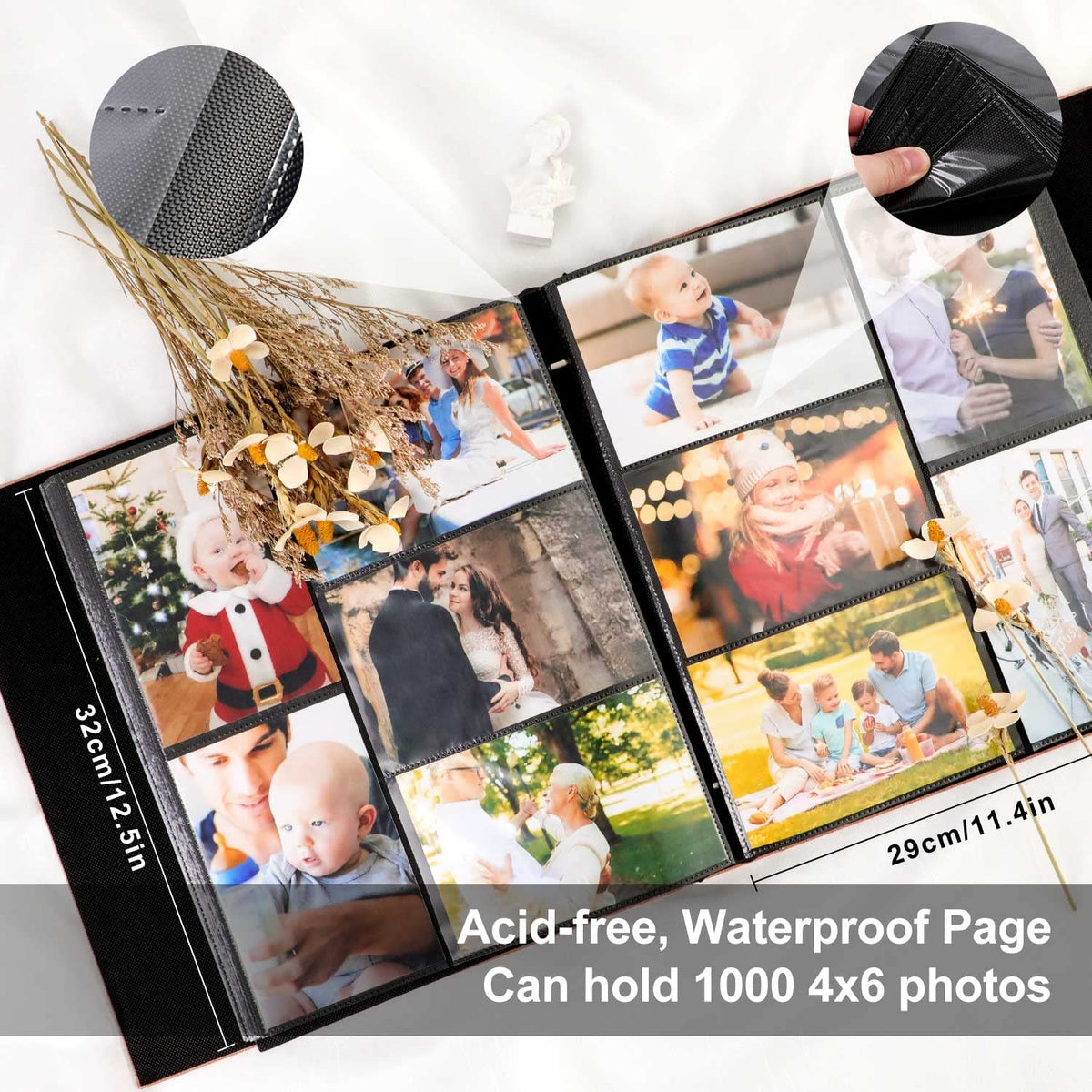 Ywlake Photo Album 4x6 1000 Pockets, Extra Large Capacity Linen Cover Picture Albums Holds 1000 Horizontal and Vertical Photos Beige