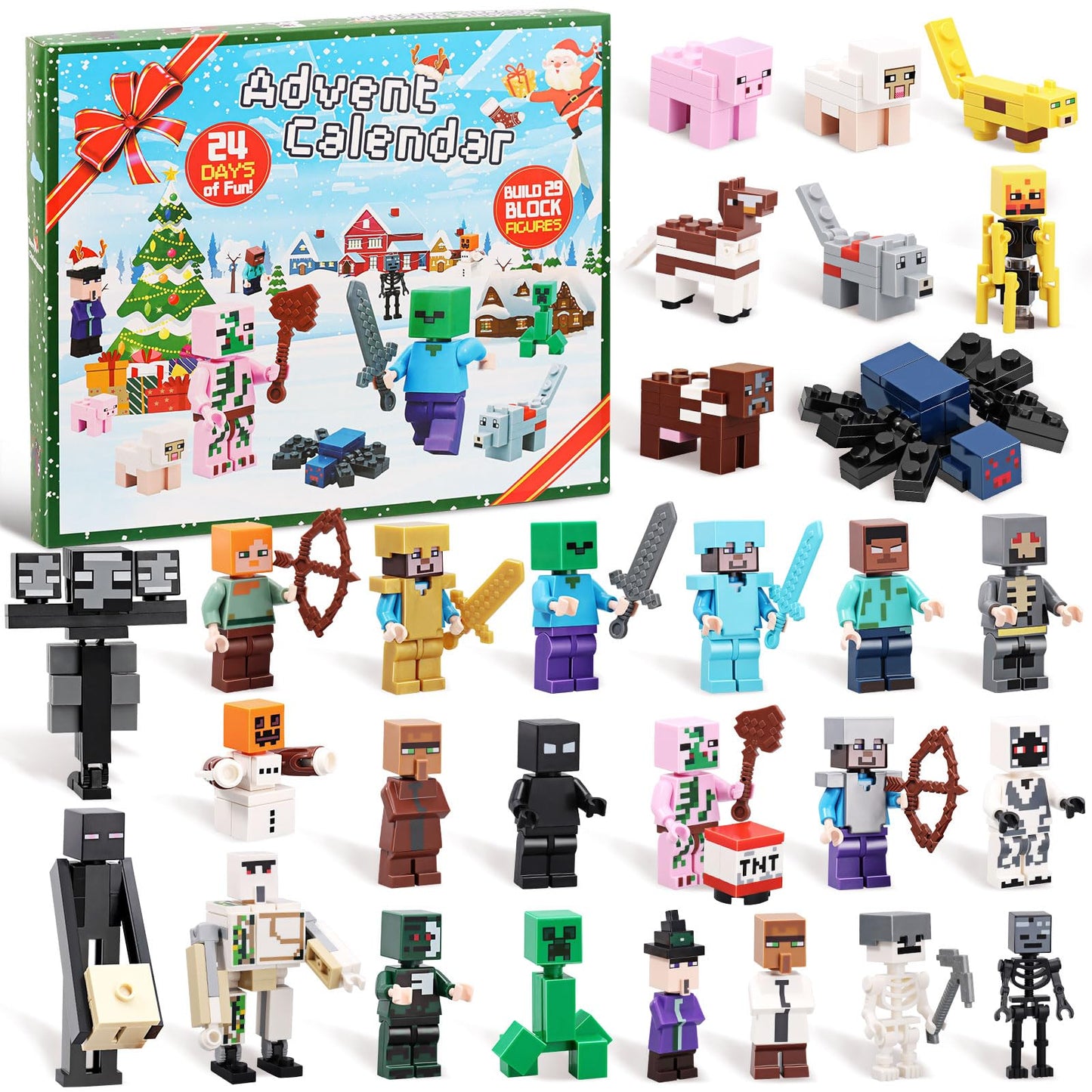 Christmas Advent Calendar 2025 Kids, 24 Days Toy Figures Building Blocks Christmas Countdown Including 29 Characters, Surprise Christmas Gifts for Kids Boys Girls Collectors Fans