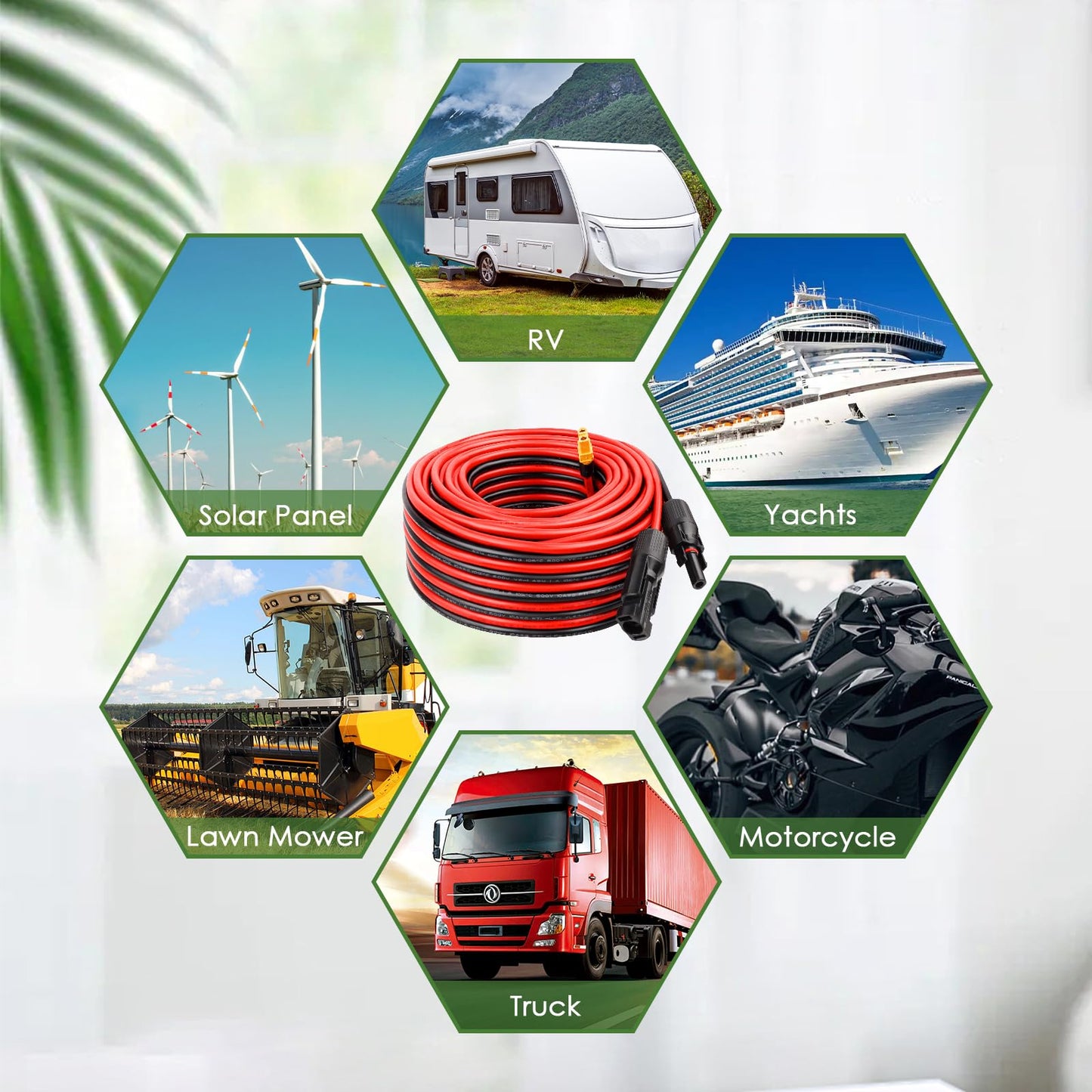 MOOKEERF Solar to XT60 Extension Cable 10AWG 50FT Solar Connector to XT60 Adapter Cable for Portable Power Station Battery Pack