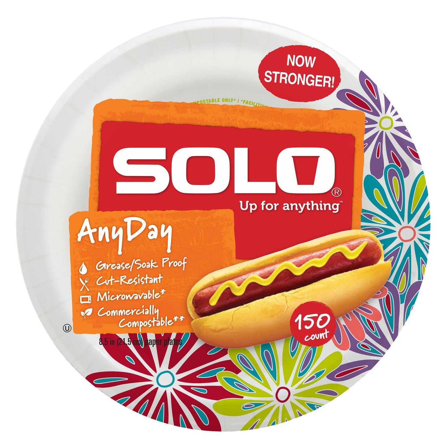 SOLO Anyday 8.5" Paper Plates, Mega Pack of 150ct