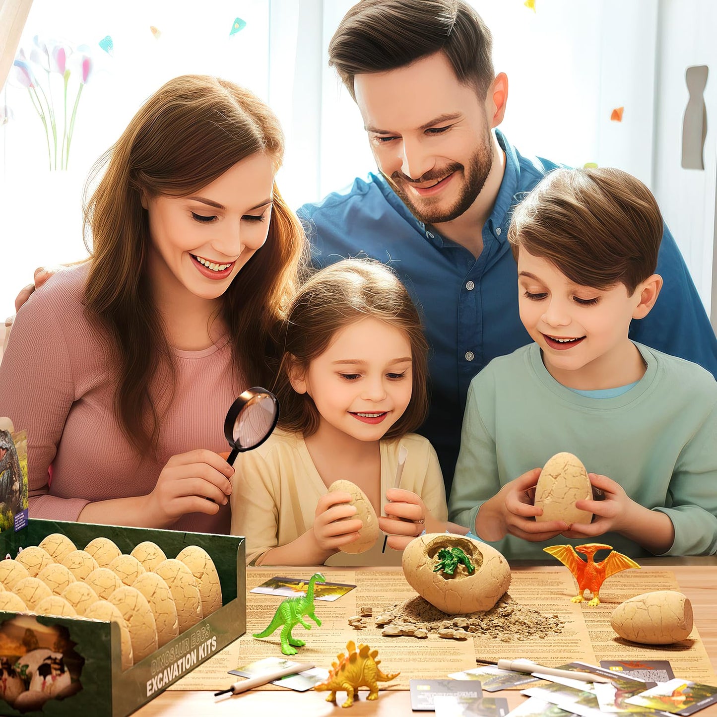 24 Dinosaur Eggs Excavation Dig Kit - Dinosaur Toys for Kids - Break Open Eggs and Discover 24 Cute Dinosaurs - Archaeology Preschool Science Crafts，STEM Science & Educational Toys Make Great Kids