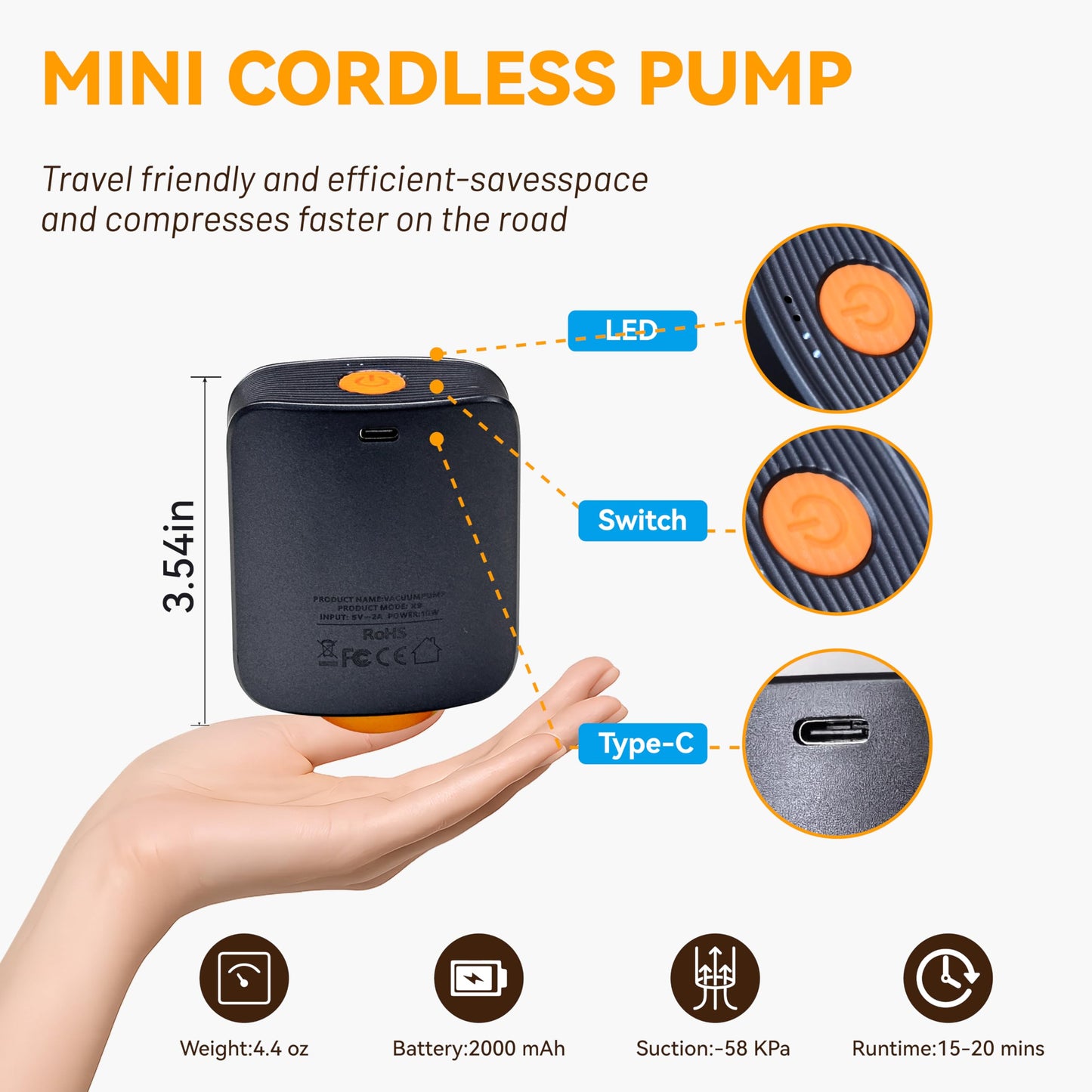 Rechargeable Wireless Pump Travel Storage Bags Set - 15 Pack Portable Space Saver Bags for Travel & Home - Vacuum Compression Packing Seal for Clothes, Blankets, Seasonal Storage