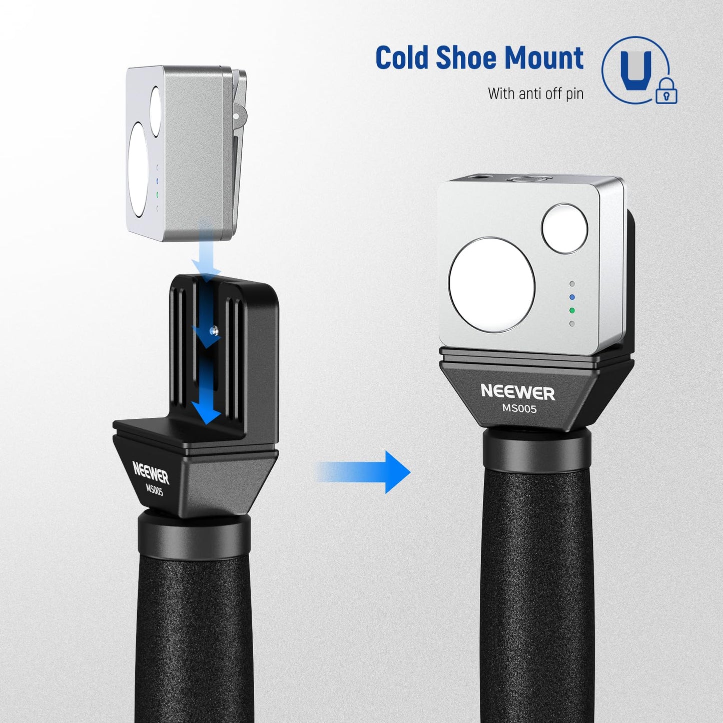 NEEWER 13"/33cm Telescopic Lavalier Microphone Handheld with Anti Off Cold Shoe Foam Windscreen Interview Mic Handle Compatible with Rode Wireless Go II DJI Mic CM31, MS005