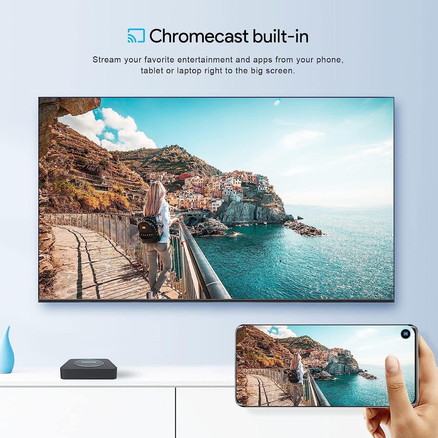 Android TV Box, MECOOL KM2 Plus 2GB 16GB Smart TV Box with Netflix Certified, Google Assistant Dolby Atmos, TV Box 4K Support AV1, 2.4G/5G, Ethernet, WiFi 5, BT 5.0 with Amlogic S905X4