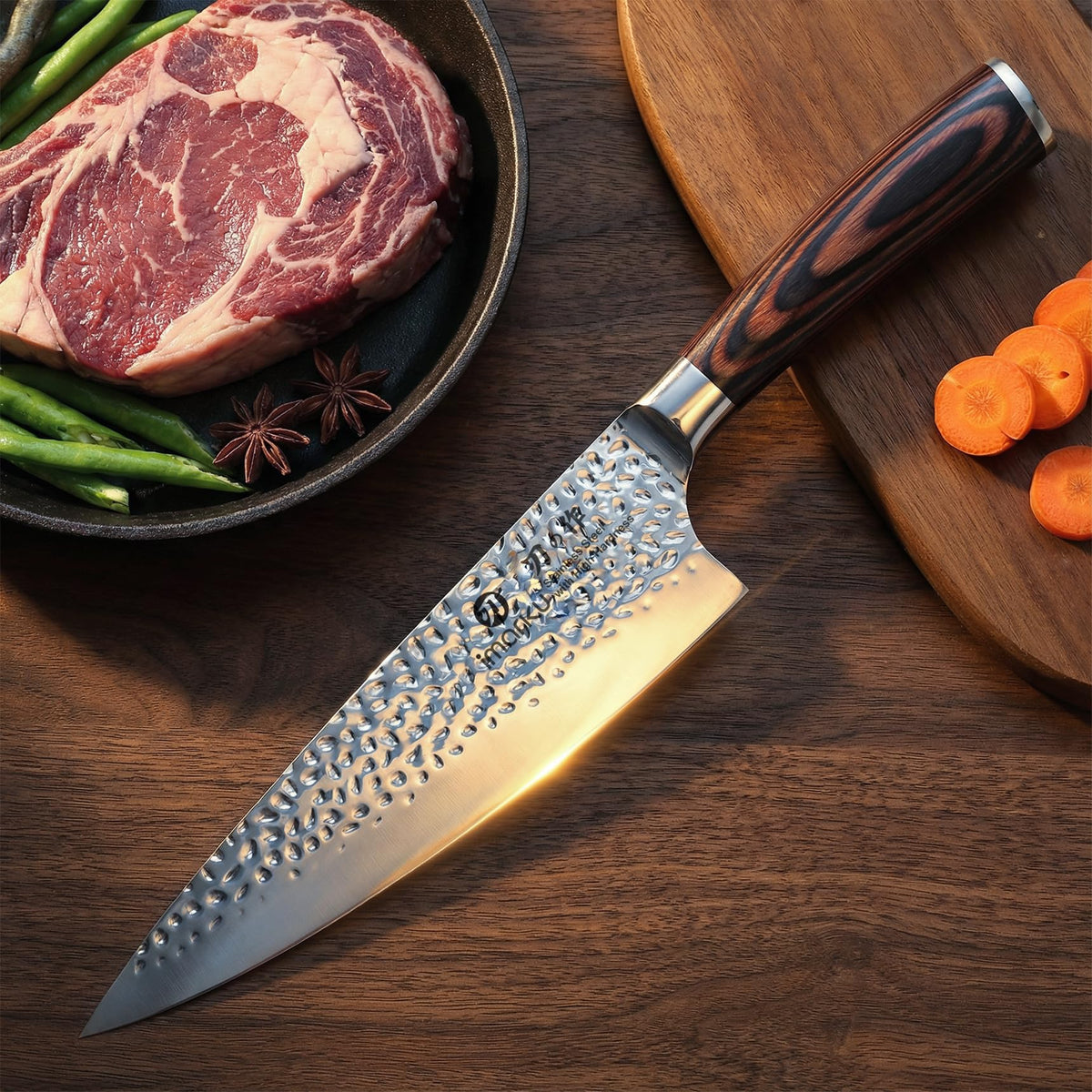 imarku Damascus Chef Knife 8.5 Inch, VG-10 Steel Core, 67-Layer Razor Sharp Blade, 12–15° Hand-Polished Edge, Premium Japanese Chef Knife, Ideal Gift for Home Cooks & Cooking Enthusiasts