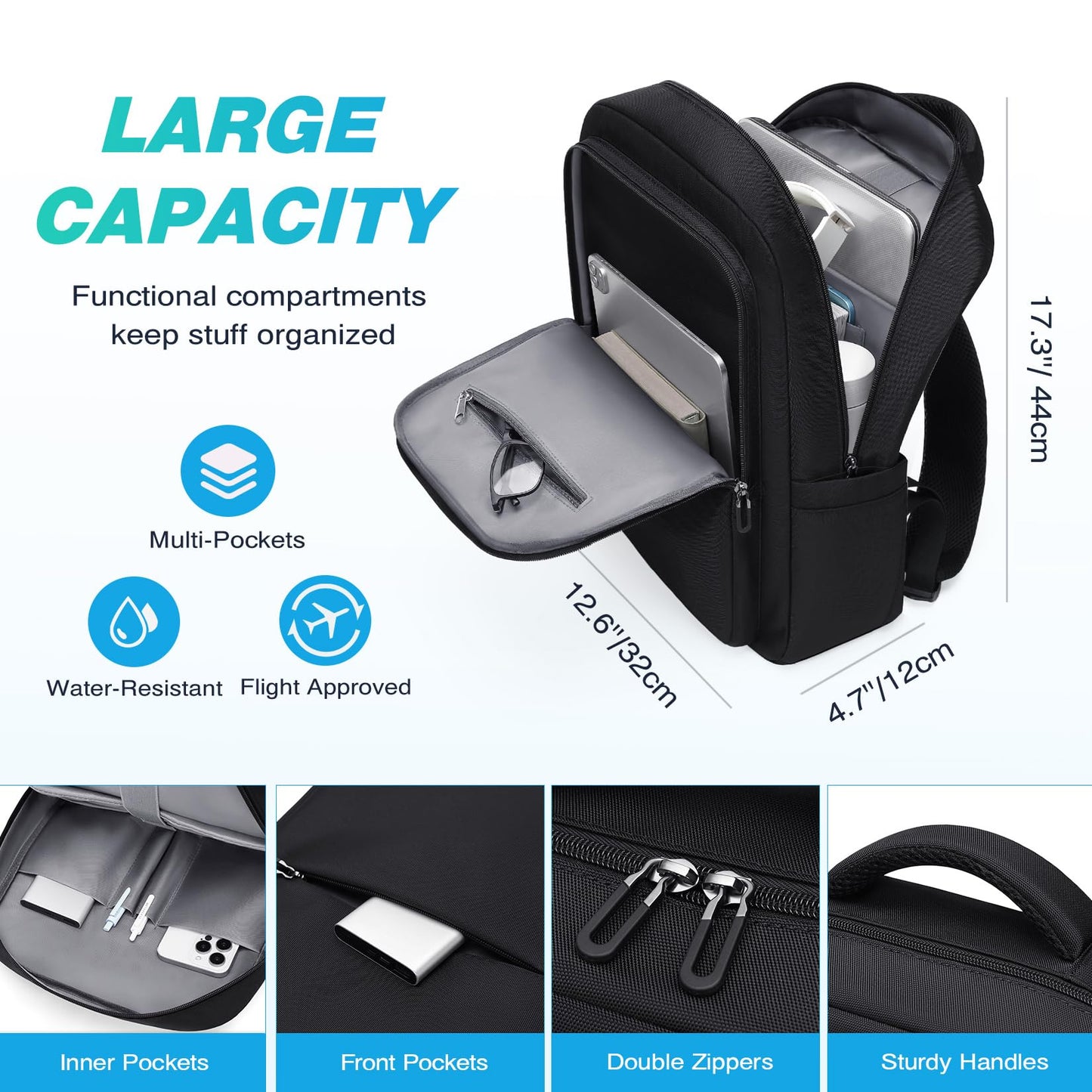 VNINE Laptop Backpack for Men 15.6 Inch Laptop bag Lightweight Computer Bag Water Resistant Daily Backpack for Commuting Business Casual