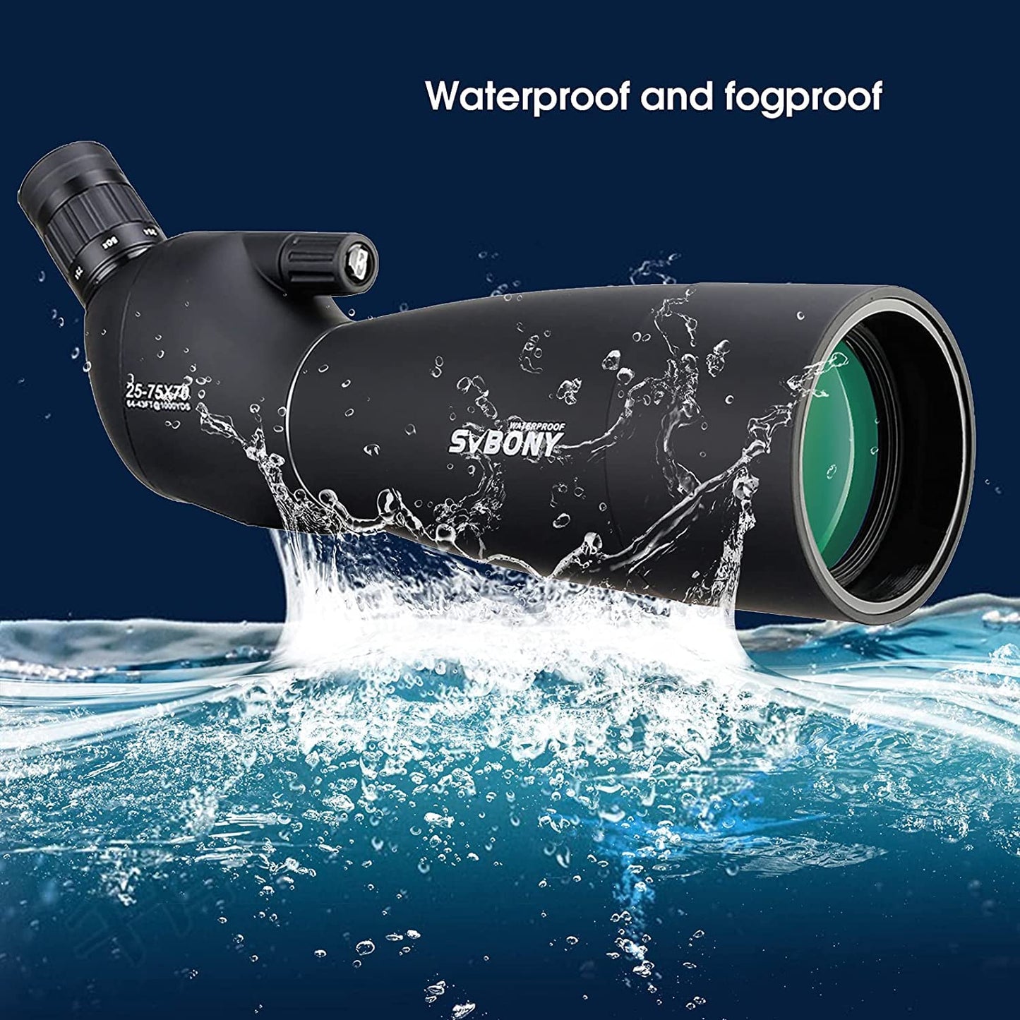 SVBONY SV28 Spotting Scopes with Tripod, Angled 25-75x70mm Spotter Scope with Phone Adapter, Waterproof Fogproof Spotting Scope for Bird Watching, Target Shooting, Wildlife Viewing, Black