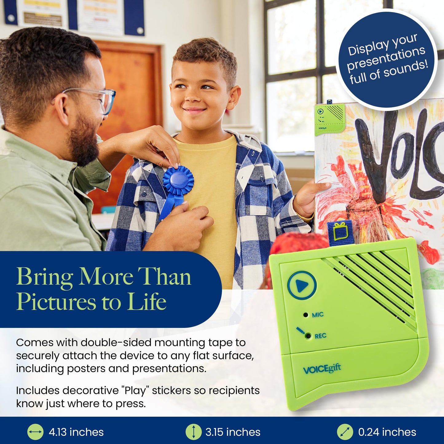 VoiceGift Voice-Over® – Voice Recorder with Playback, Audio & Digital Recorder for Picture Frame, Portable Record Player & Customizable Sound Gifting & Crafting