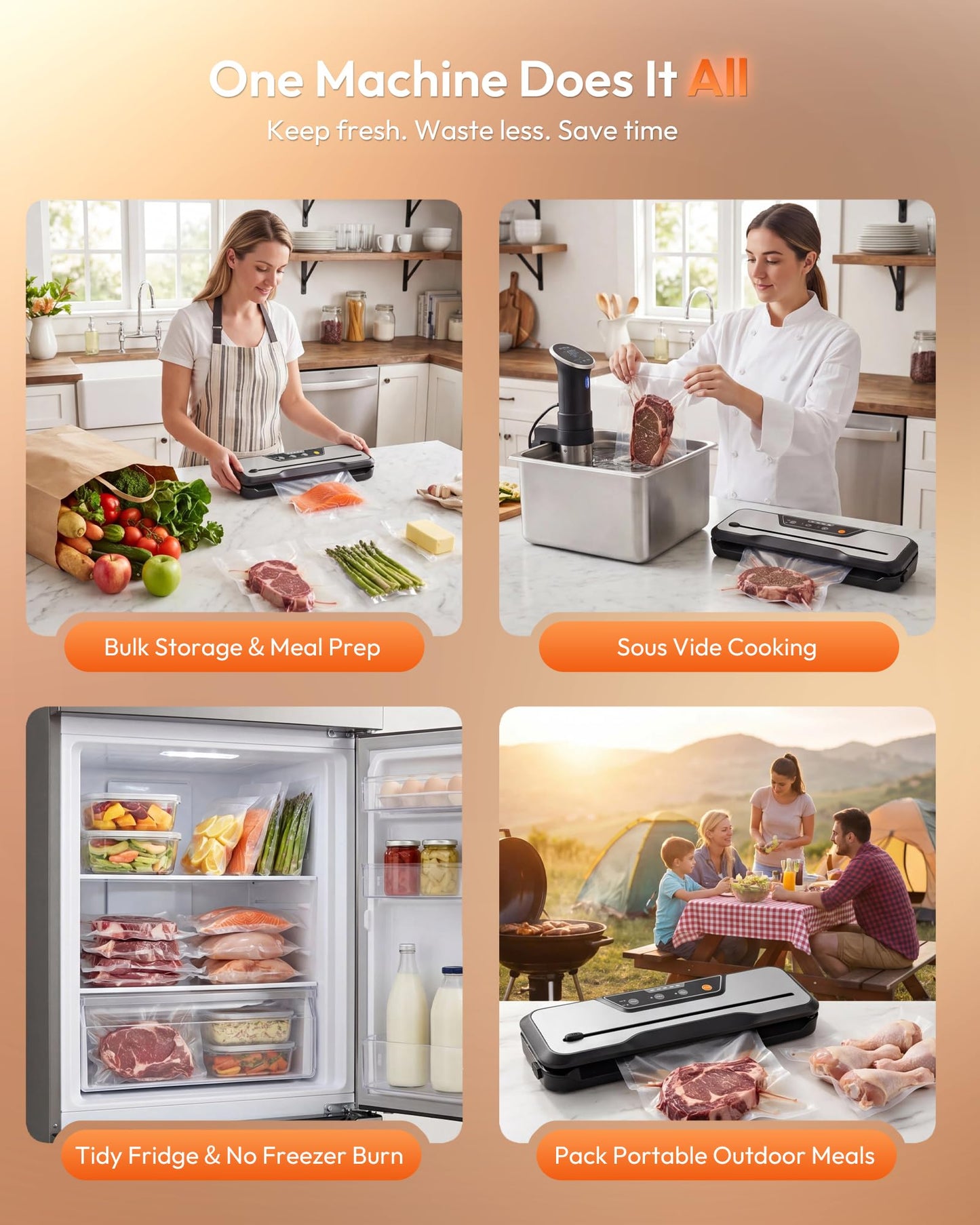 Toprime Vacuum Sealer Machine VS6612, 80kPa Powerful Food Sealer Built-in Cutter with Sealing Bag and Hose, Vacuum Air Sealing System for Seal a Meal and Sous Vide