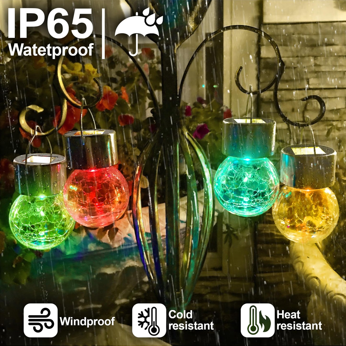 Ahongem Solar Hanging Lights Outdoor: 12 Cracked Glass Ball Lanterns with Clip - Waterproof LED White Lighting for Tree Fence Garden Art Decor - Gardening DIY Gift for Homeowner Over 30