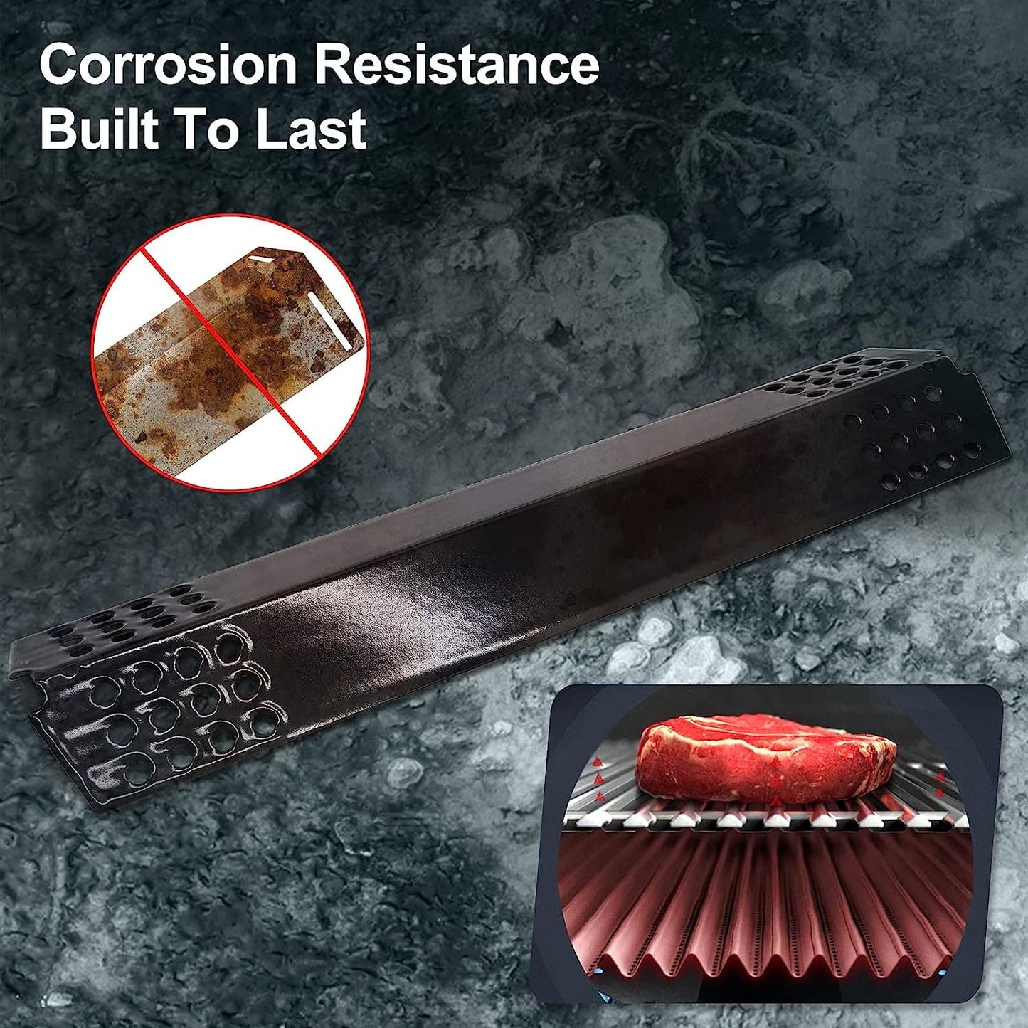 Criditpid BBQ Heat Plate Shields Replacement for Master Chef G45308, G45311, G45301, G45303, G45309 Grill Models. Porcelain Steel Barbecue Heat Shields, 4-Pack.