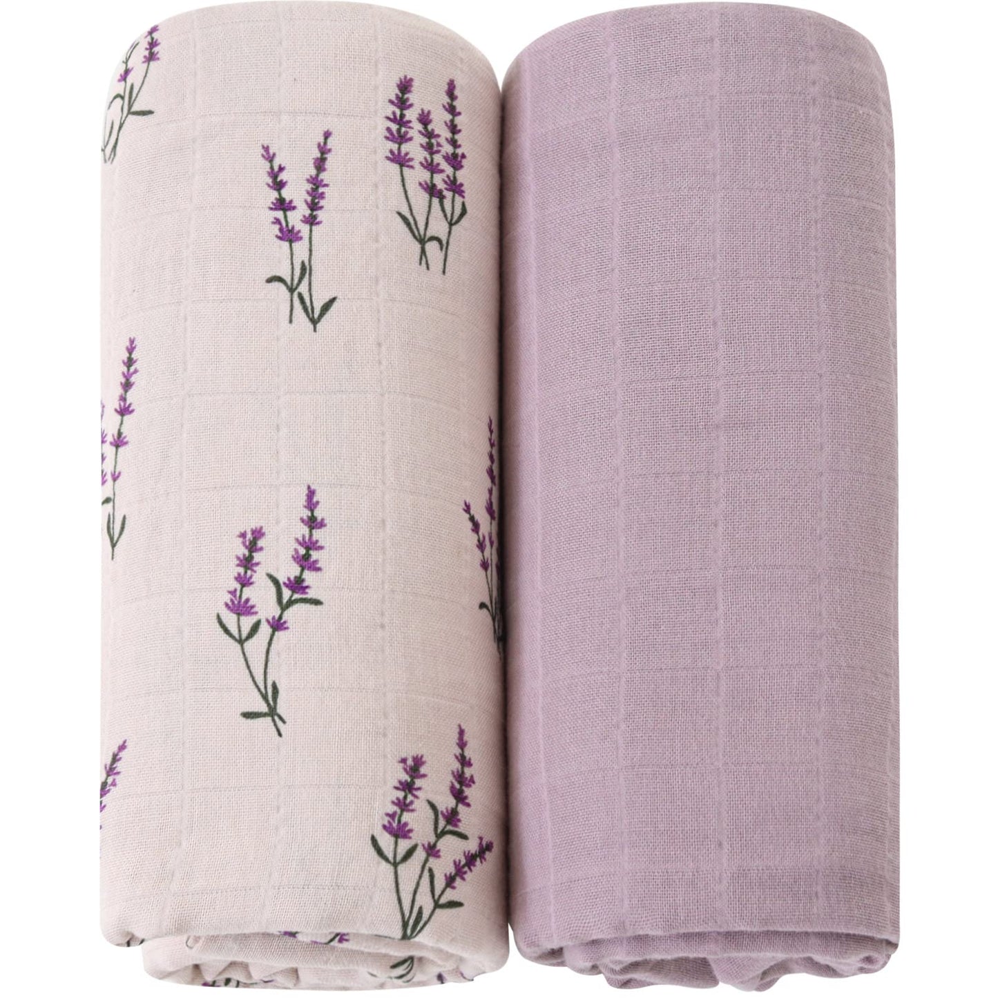LifeTree Baby Swaddle Blankets, Organic Muslin Swaddle Blankets Boys Girls Swaddling Wrap Receiving Blanket Neutral for Newborn, Organic Cotton, Large 47 x 47 inches, Lavender & Mauve