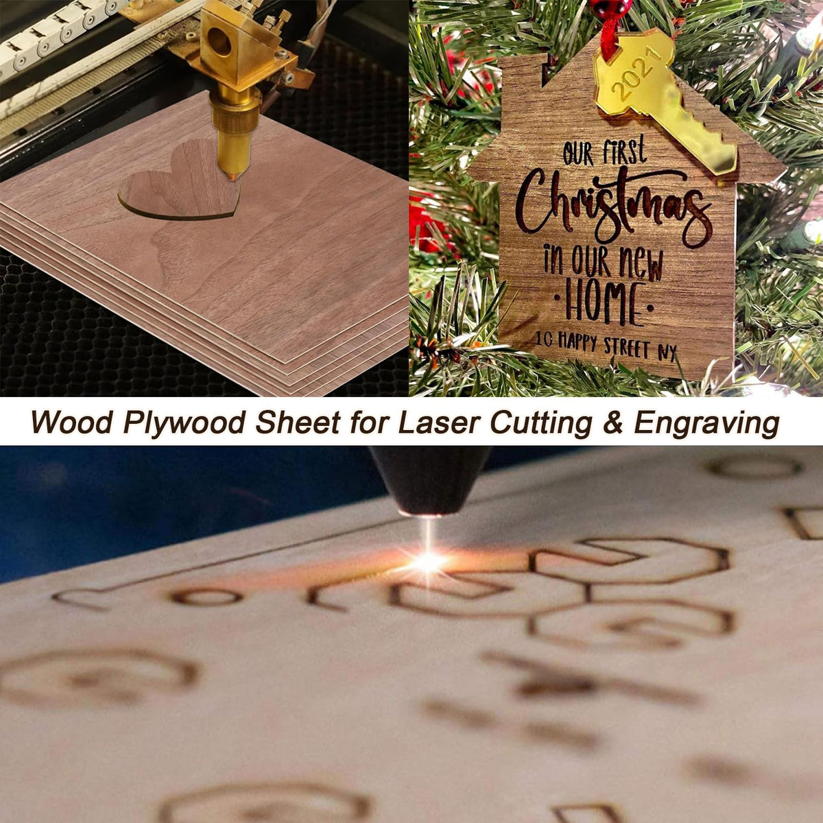 6 Pack 11.8 × 11.8 Inch Walnut Plywood Sheets, 1/8 Inch - 3mm Square Unfinished Wood Craft for Laser Cutting & Engraving, School DIY Projects, Painting, Fretwork, CNC Cutting, and Wood Burning