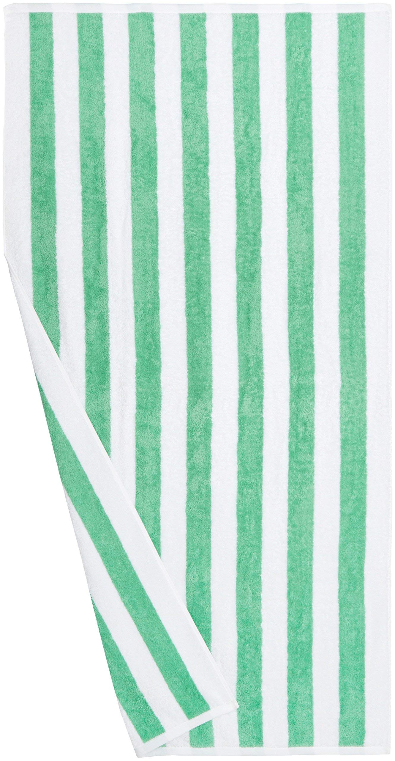 Amazon Basics Cabana Stripe Beach Towel - Pack of 2, Green