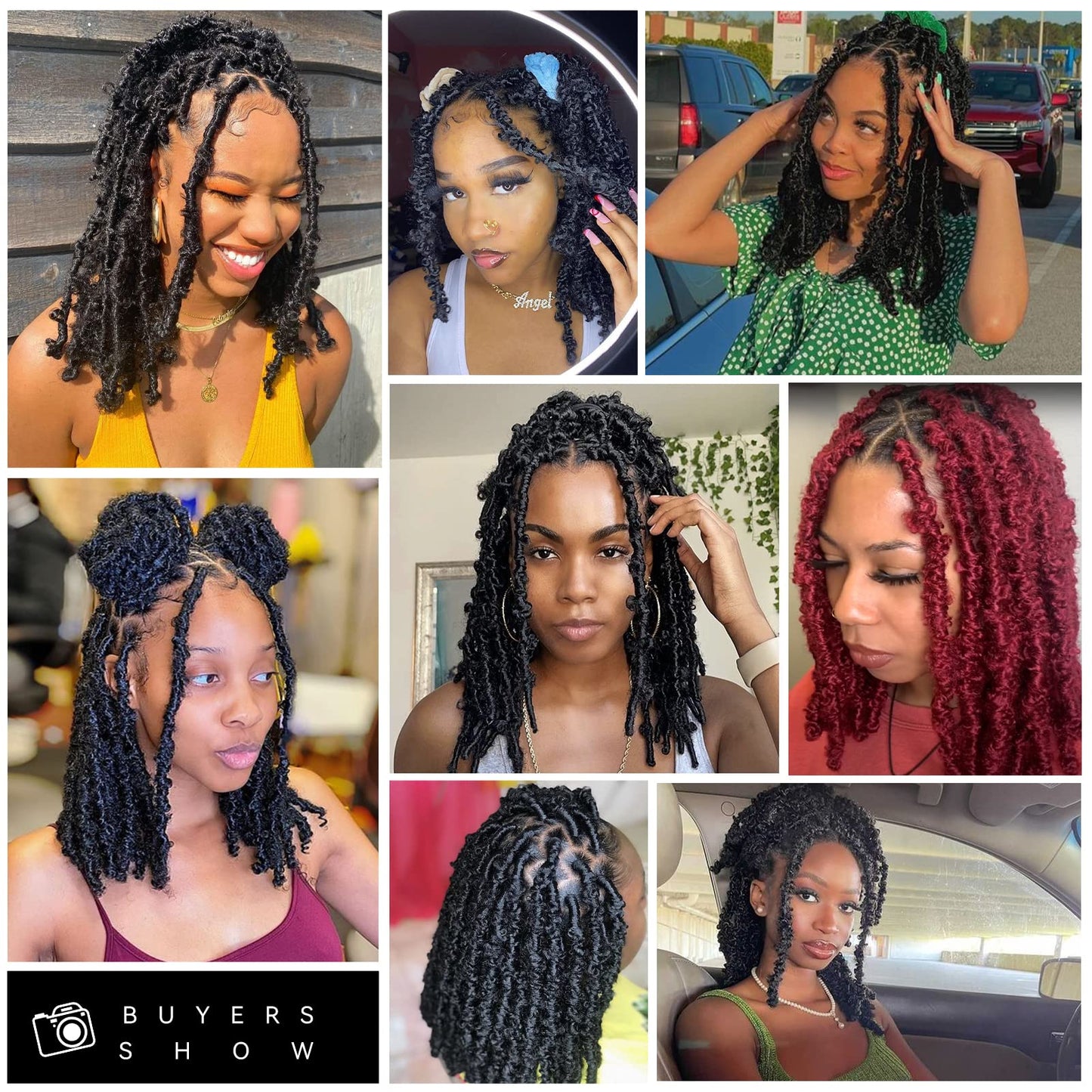GUOHUI Super Light Butterfly Locs Crochet Hair 12 Inch 6 Packs Pre-Looped Soft Distressed Faux Locs Braids for Women Kids (12 Inch,1#)