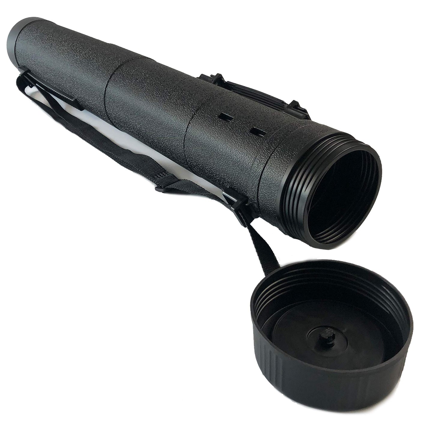 2-Pack Extendable Poster Tubes Expand from 30.5” to 49” with Shoulder Strap and Handle | Carry Documents, Blueprints, Drawings and Art | Black Portable Durable Round Storage Cases