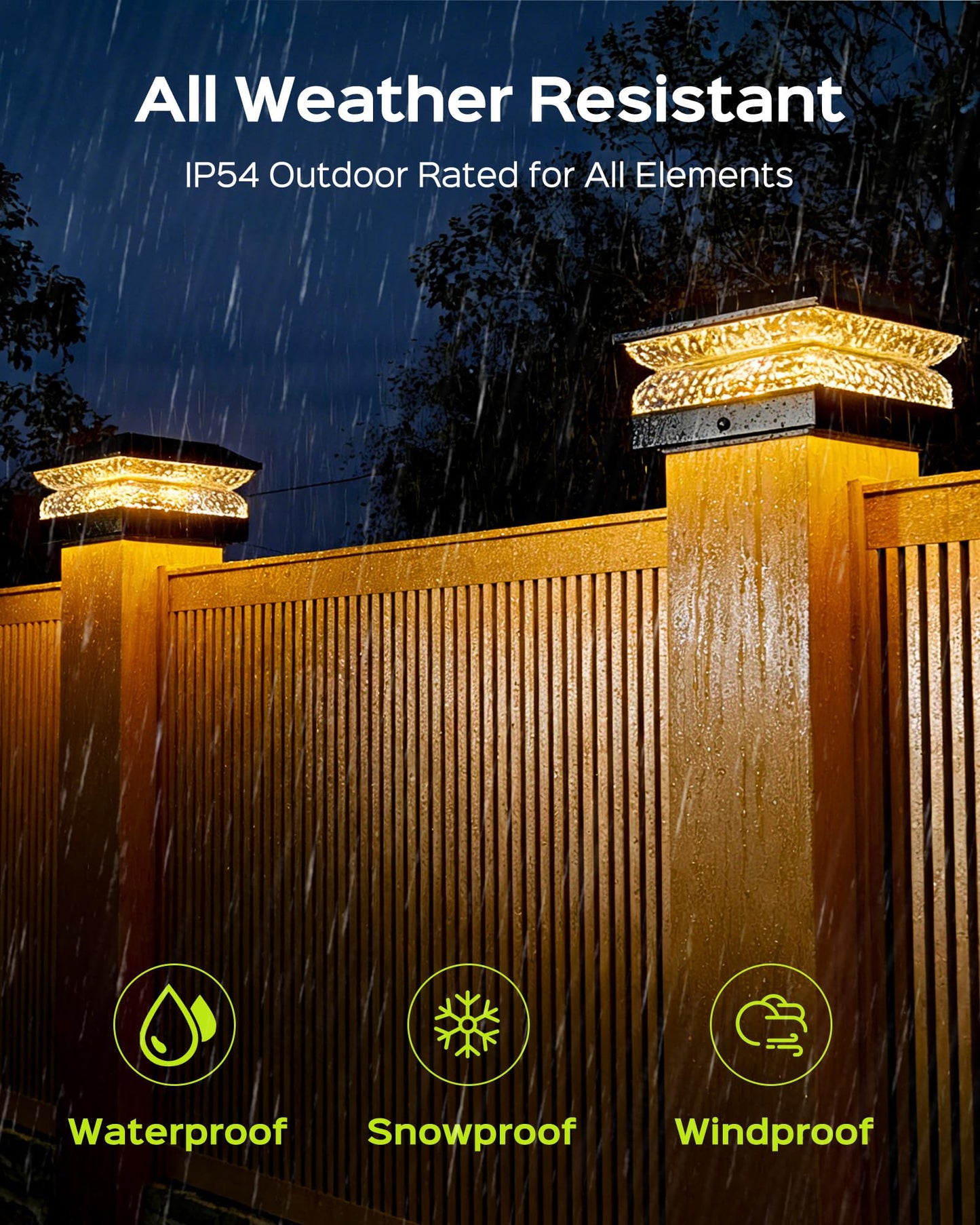 FIONSUN Solar Flame Post Lights Outdoor, Solar Powered Fence Post Cap Lights, High Brightness Flickering Flame SMD LED Lighting Decor for Garden Deck Patio, 4x4, 5x5 (8 Pack)