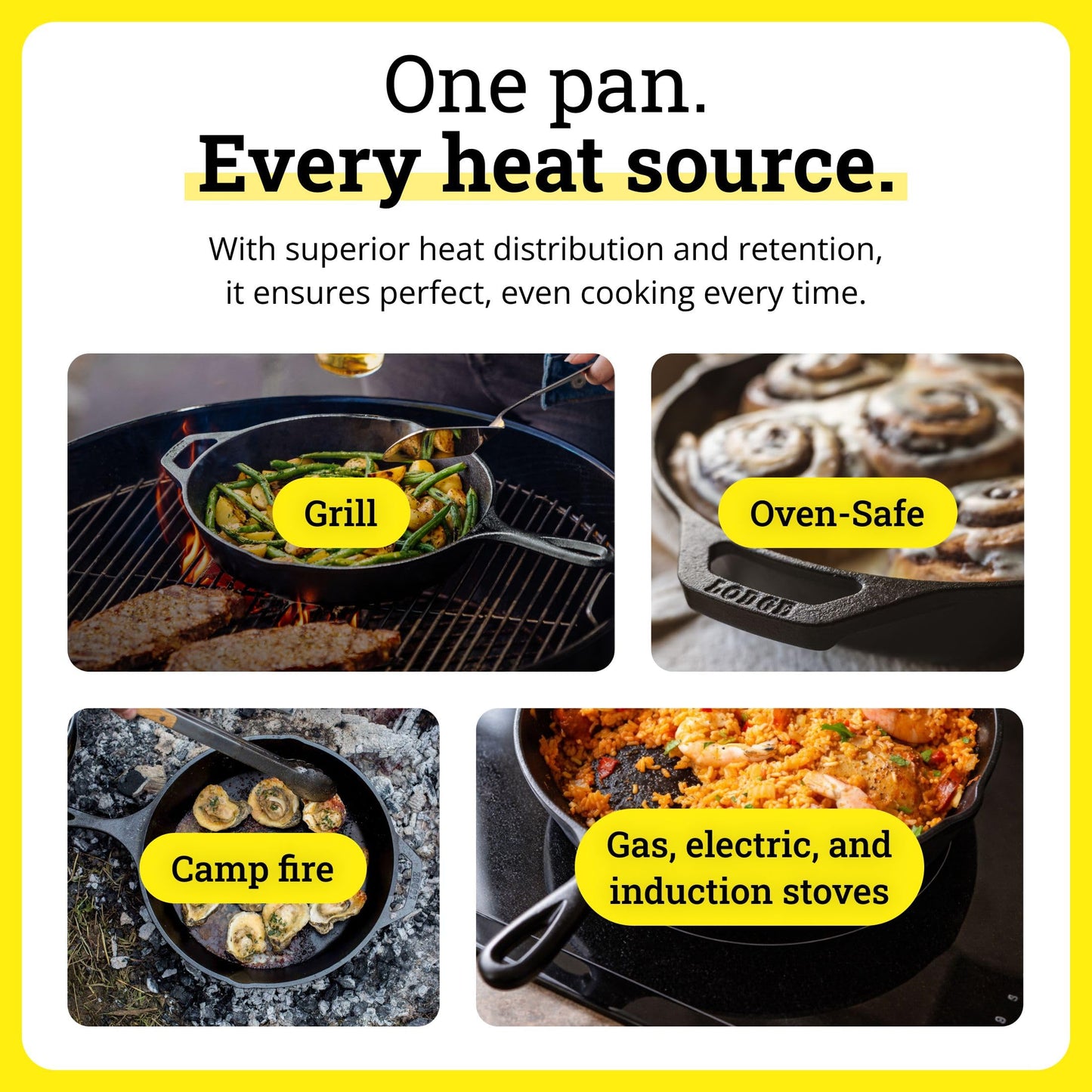 Lodge Cast Iron Skillet, Pre-Seasoned and Ready for Stove Top or Oven Use, 10.25", Black