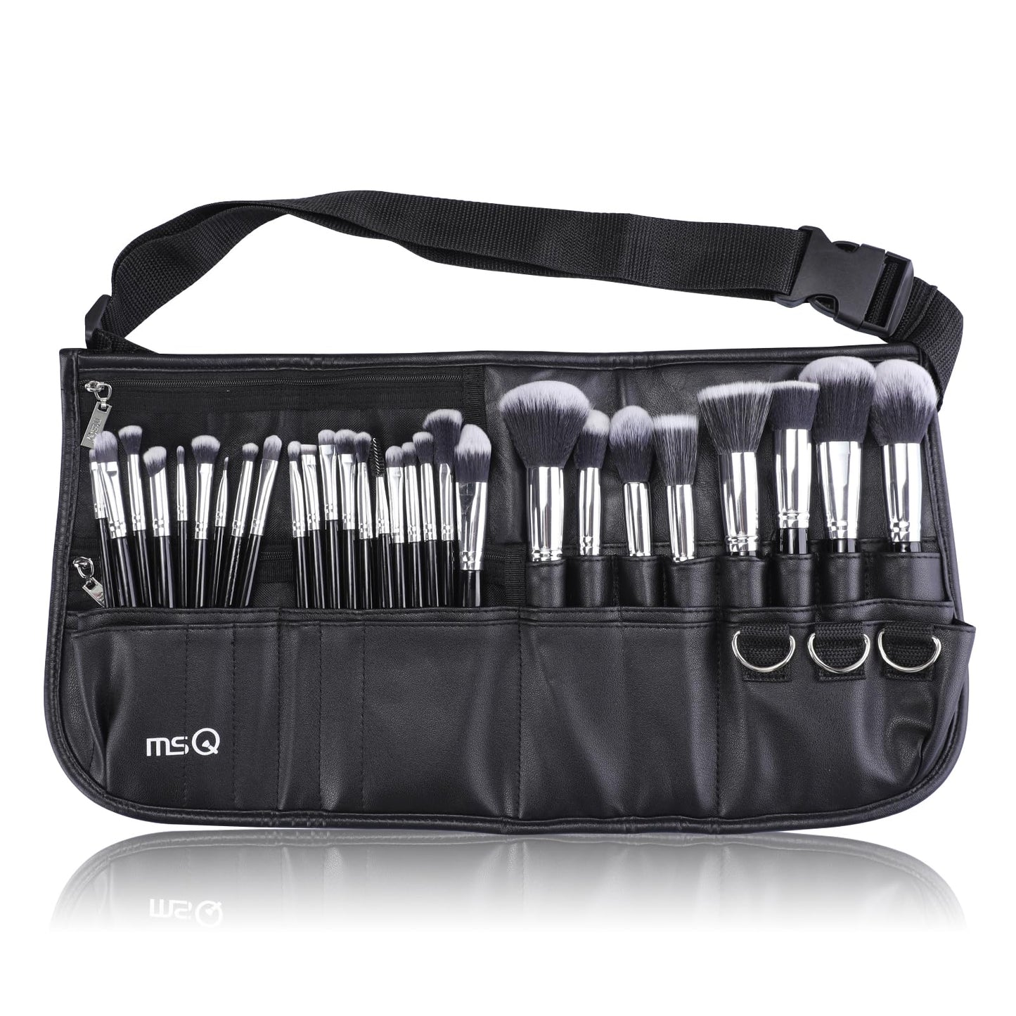 MSQ Makeup Brushes Set 29pcs Professional Cosmetics Brushes with Belt Waist Makeup Bag (Foundation, Powder, Creams, Liquids & Eye Brushes) for Women/Girls/Artists/Holiday gifts/travel
